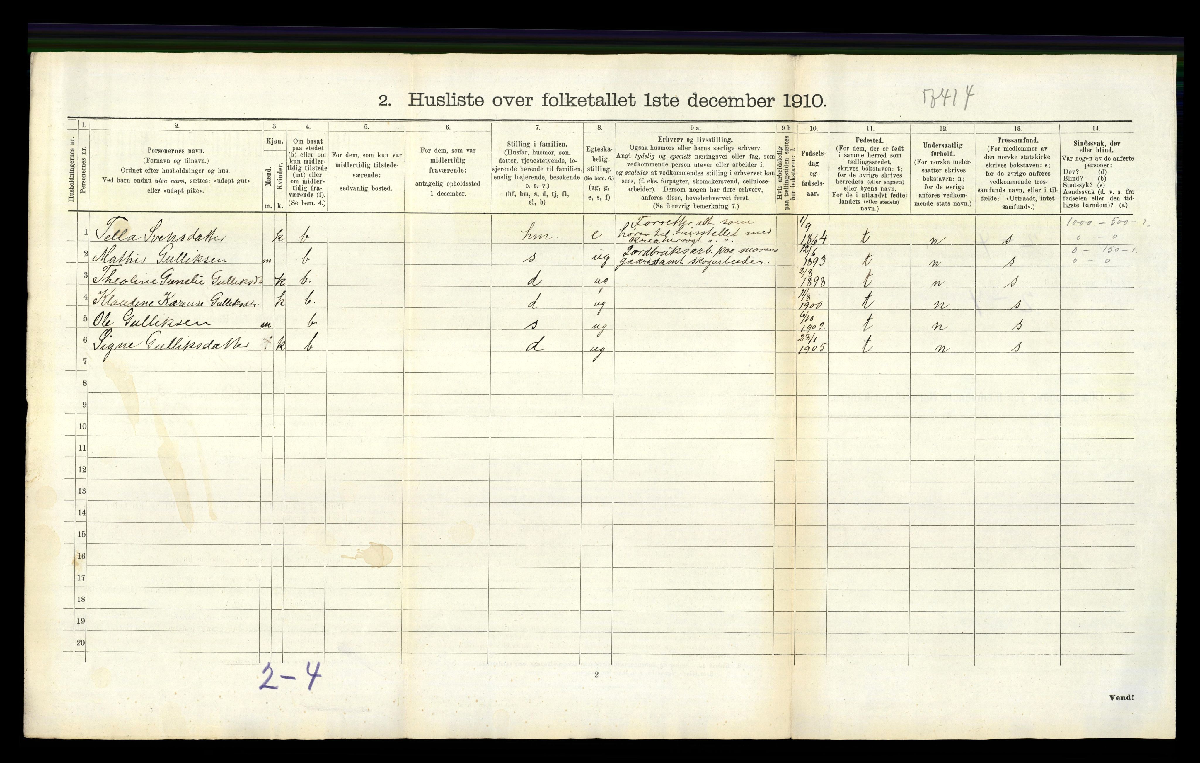 RA, 1910 census for Lardal, 1910, p. 539