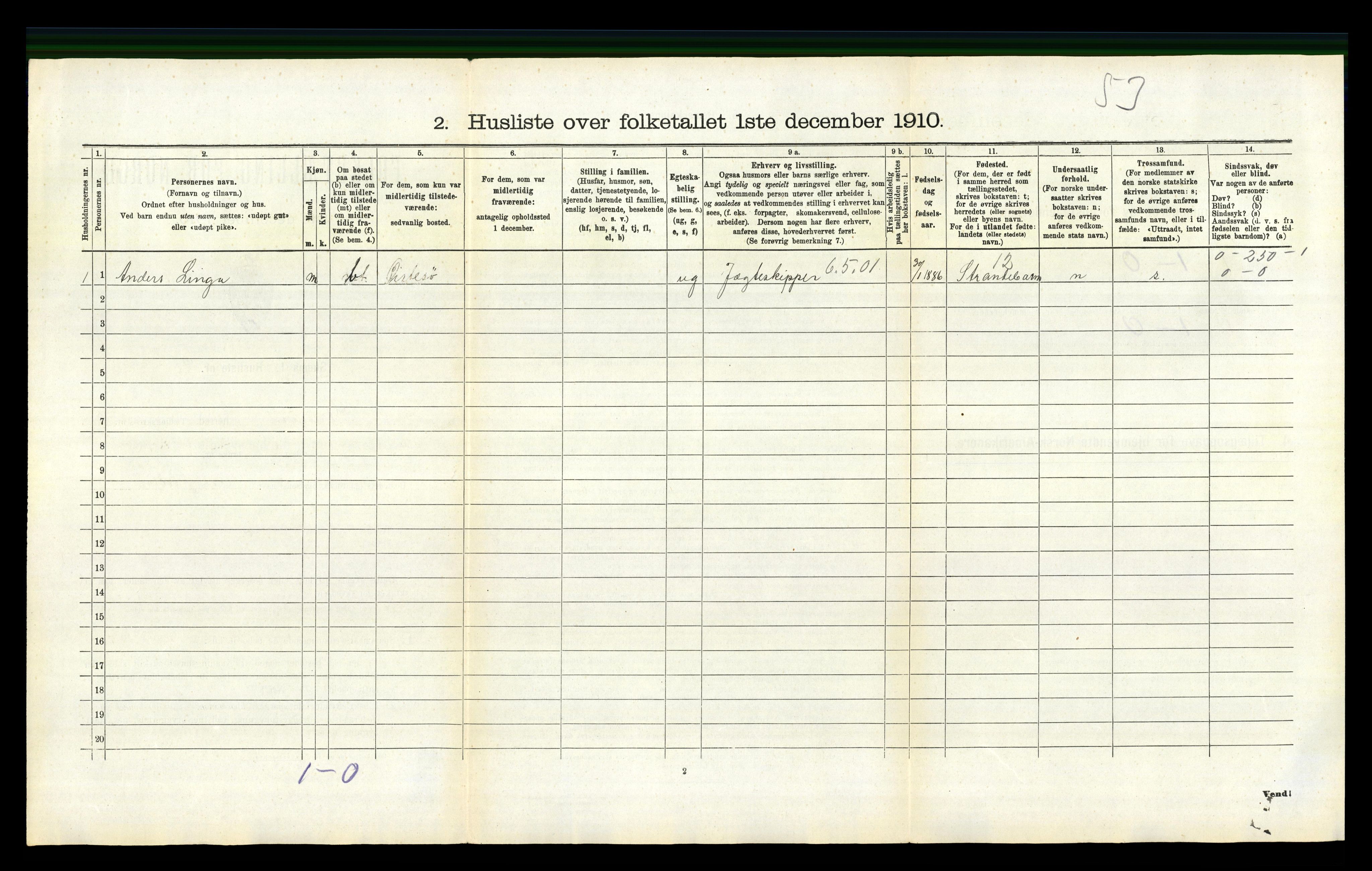 RA, 1910 census for Granvin, 1910, p. 407