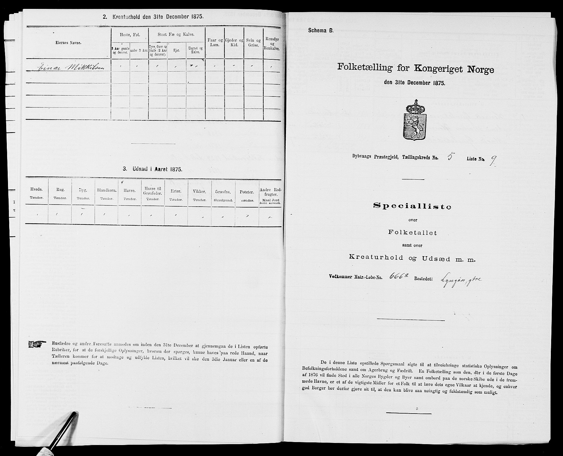 SAK, 1875 census for 0915P Dypvåg, 1875, p. 551