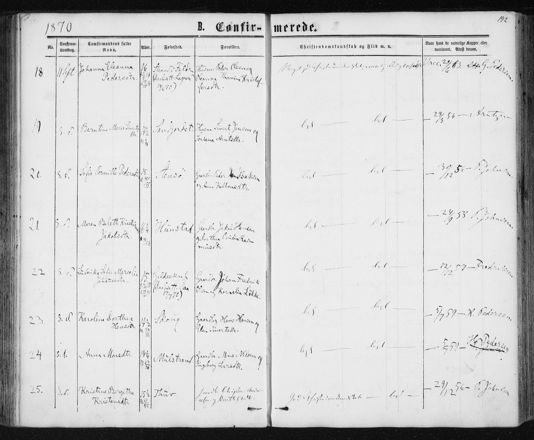 Ministerialprotokoller, klokkerbøker og fødselsregistre - Nordland, AV/SAT-A-1459/801/L0008: Parish register (official) no. 801A08, 1864-1875, p. 192