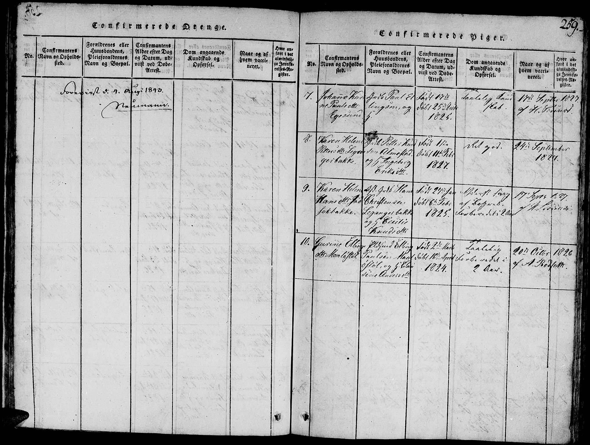 Ministerialprotokoller, klokkerbøker og fødselsregistre - Møre og Romsdal, SAT/A-1454/504/L0054: Parish register (official) no. 504A01, 1816-1861, p. 259