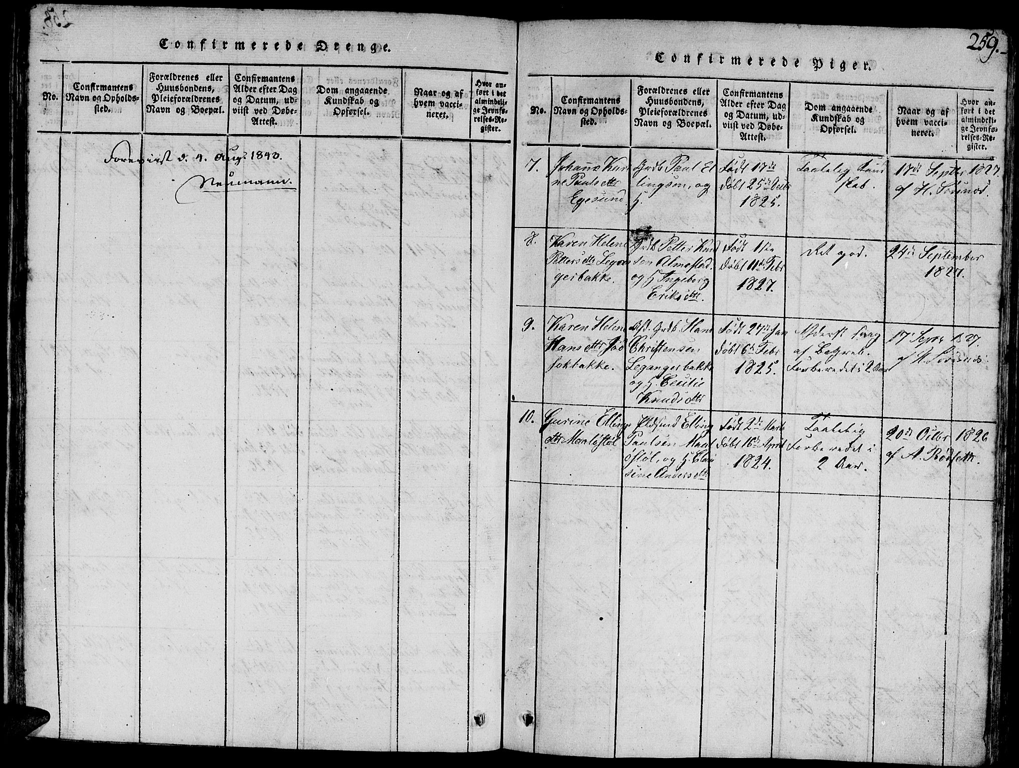 Ministerialprotokoller, klokkerbøker og fødselsregistre - Møre og Romsdal, AV/SAT-A-1454/504/L0054: Parish register (official) no. 504A01, 1816-1861, p. 259