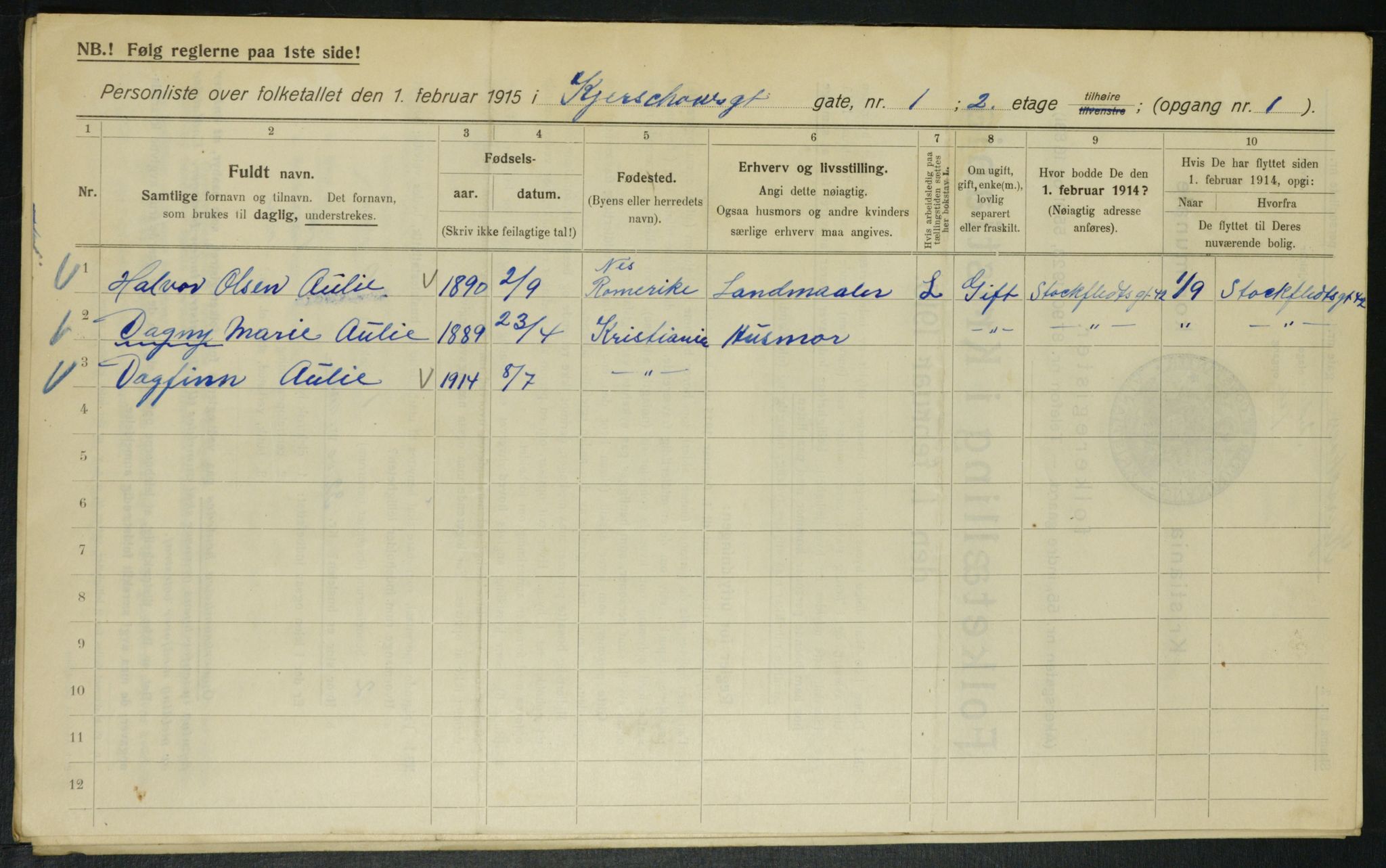 OBA, Municipal Census 1915 for Kristiania, 1915, p. 48929