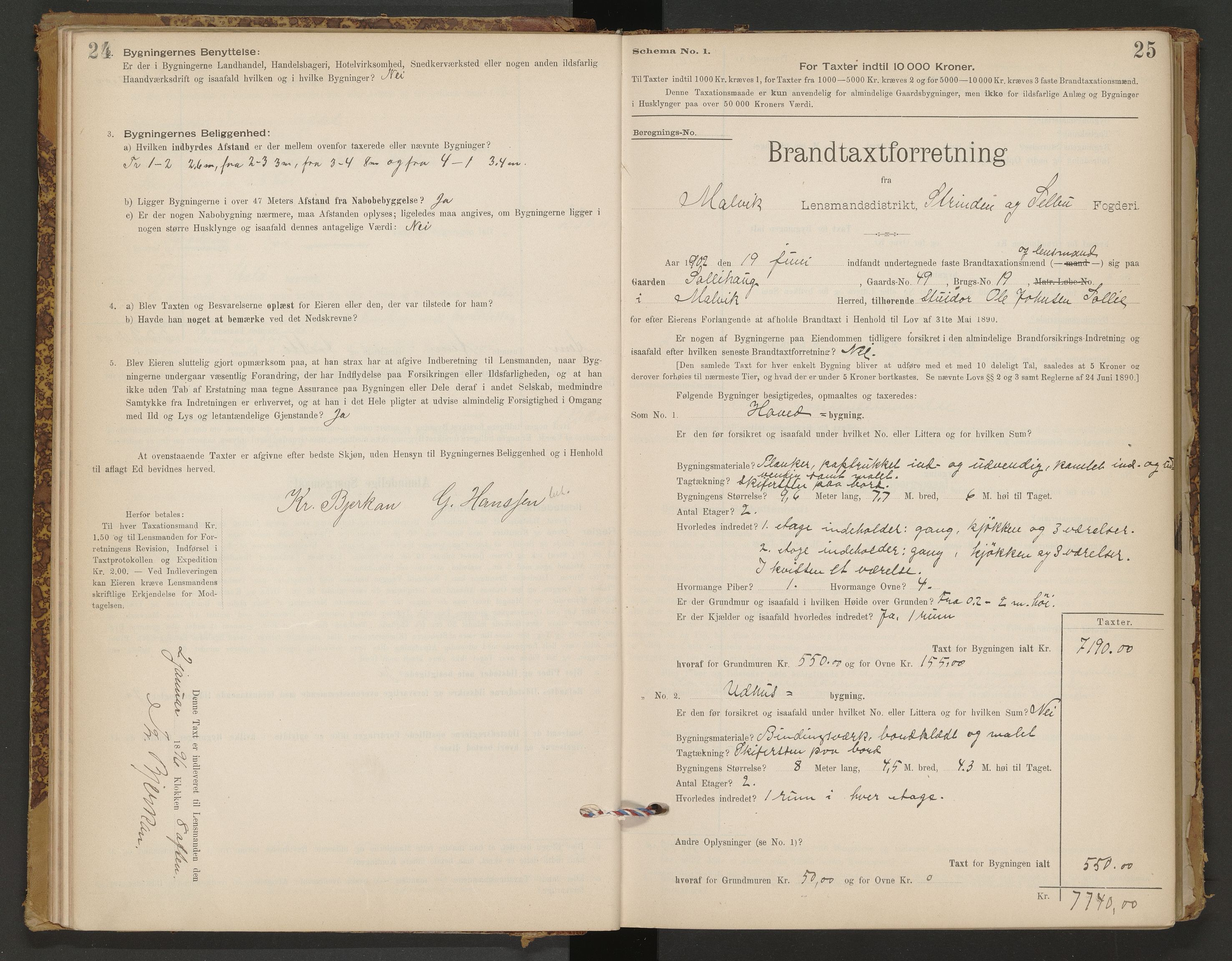 Norges Brannkasse Malvik, AV/SAT-A-1289/Fb/L0001: Branntakstprotokoll, 1895-1945, p. 24-25
