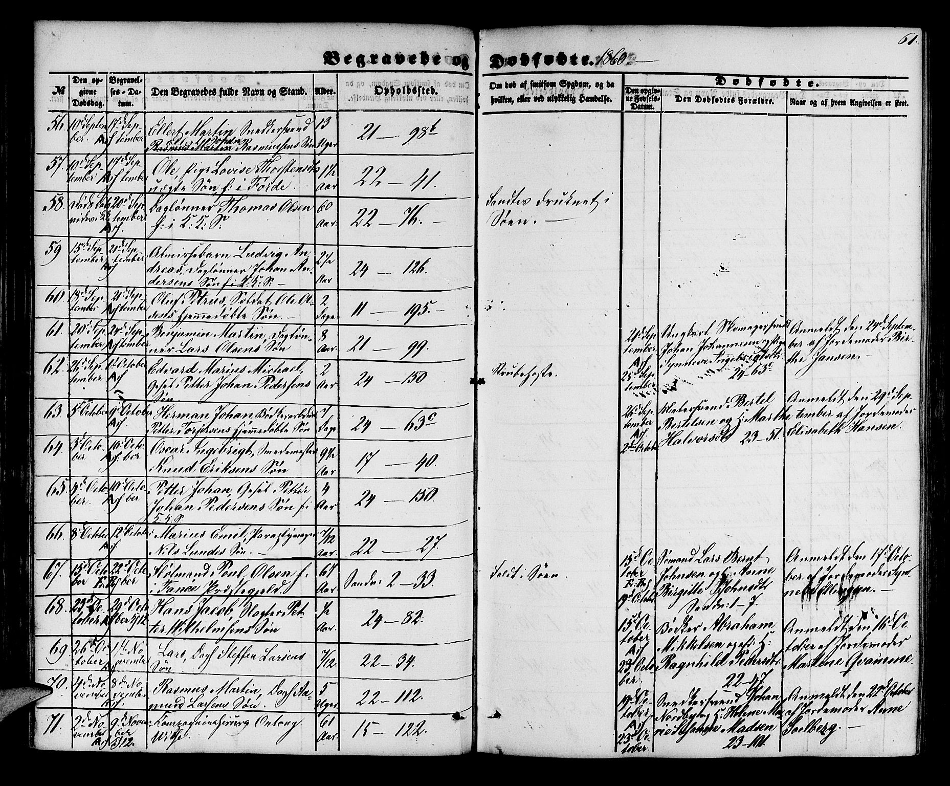 Korskirken sokneprestembete, AV/SAB-A-76101/H/Hab: Parish register (copy) no. E 2, 1851-1871, p. 61