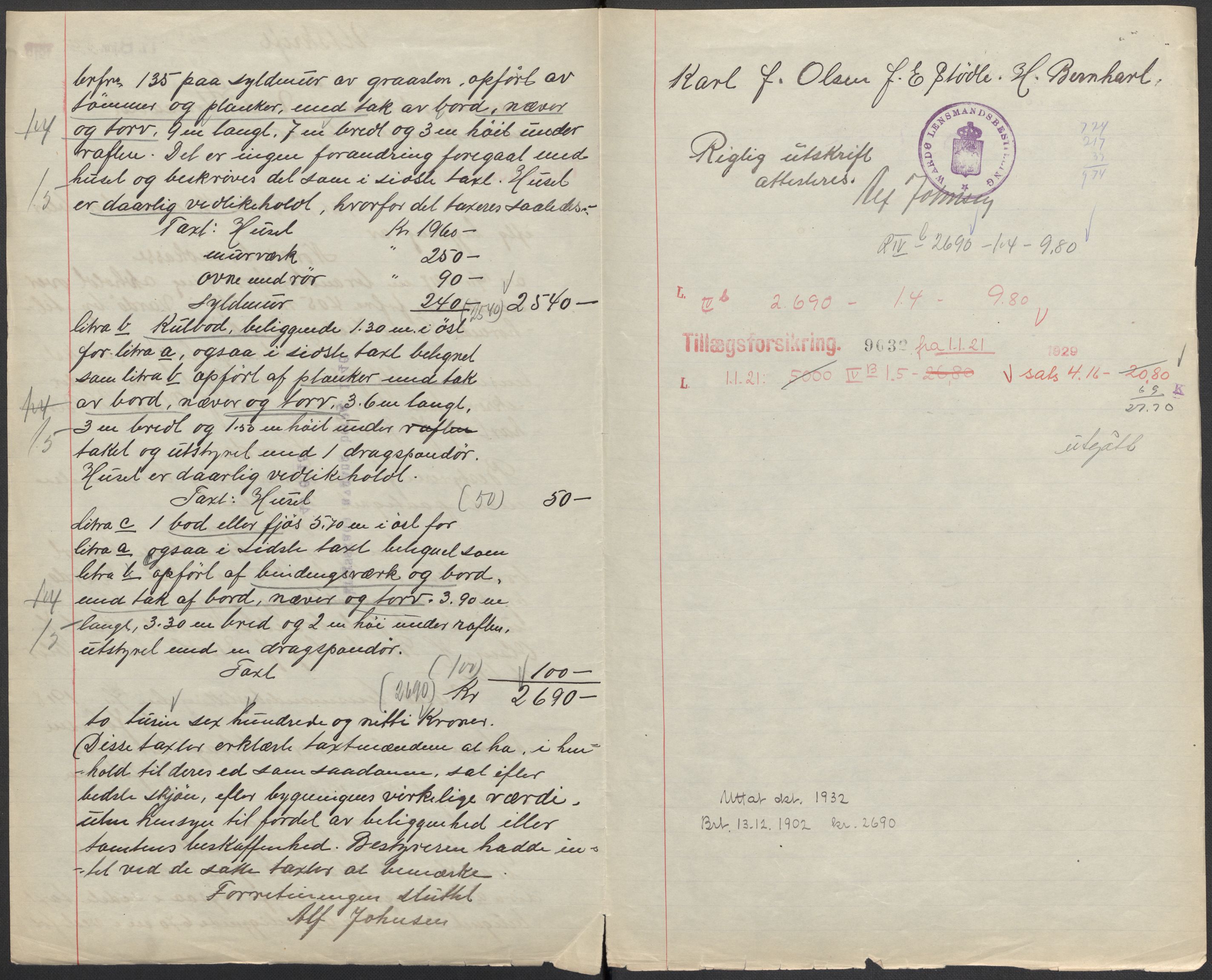 Norges Brannkasse, AV/RA-S-1549/E/Eu/L0019: Branntakster for Vardø by, 1889-1955, p. 21