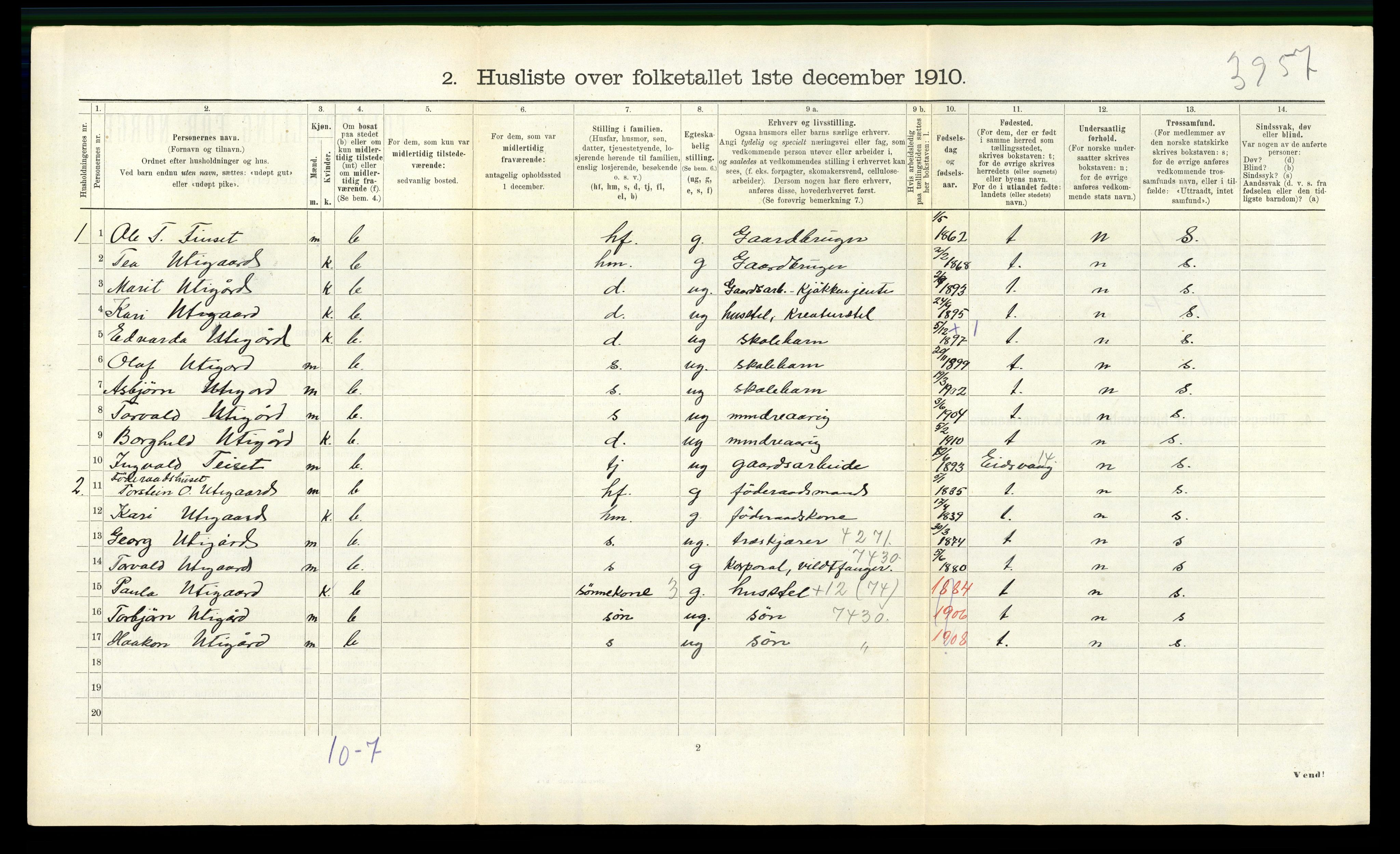 RA, 1910 census for Eresfjord og Vistdal, 1910, p. 238