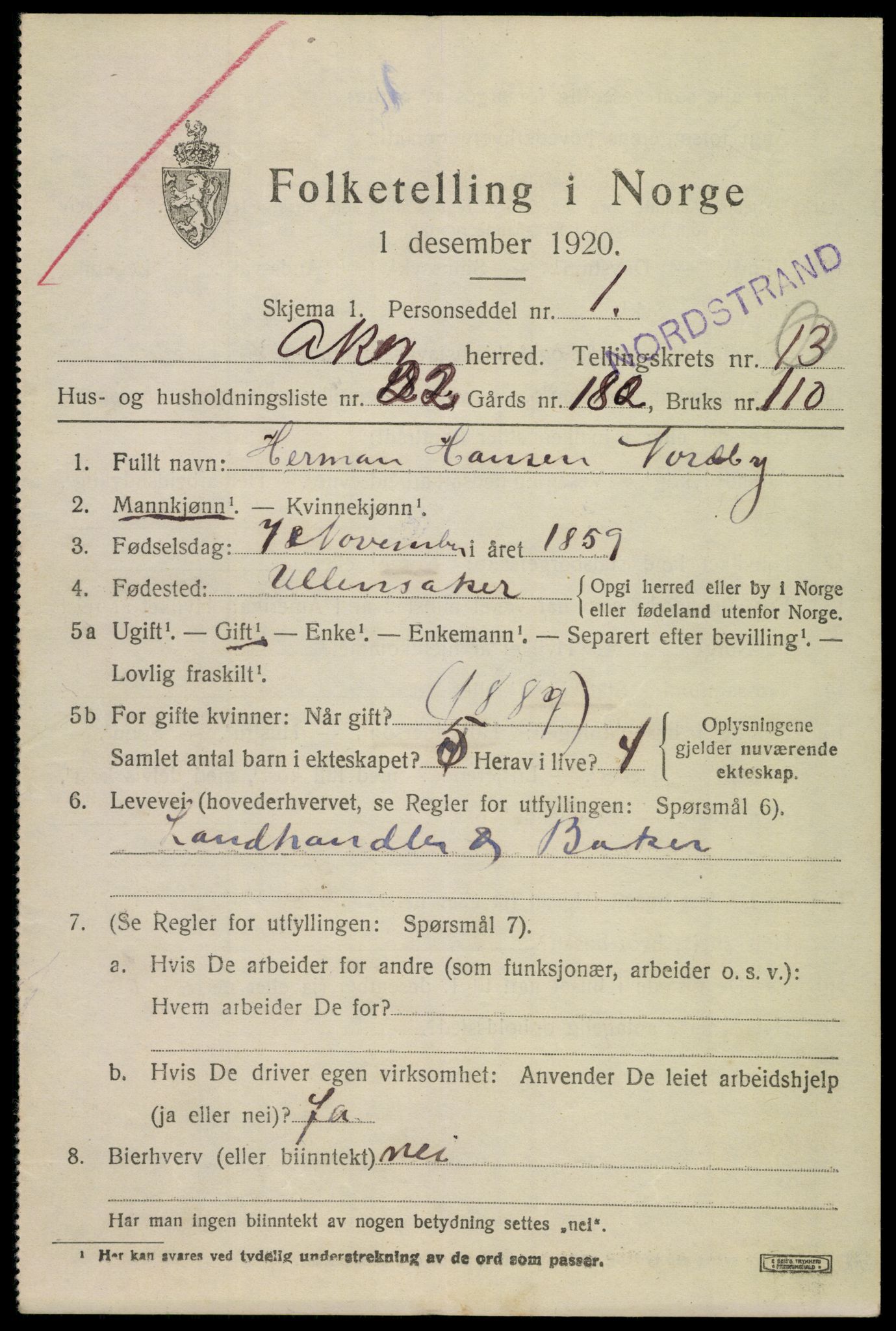 SAO, 1920 census for Aker, 1920, p. 77542