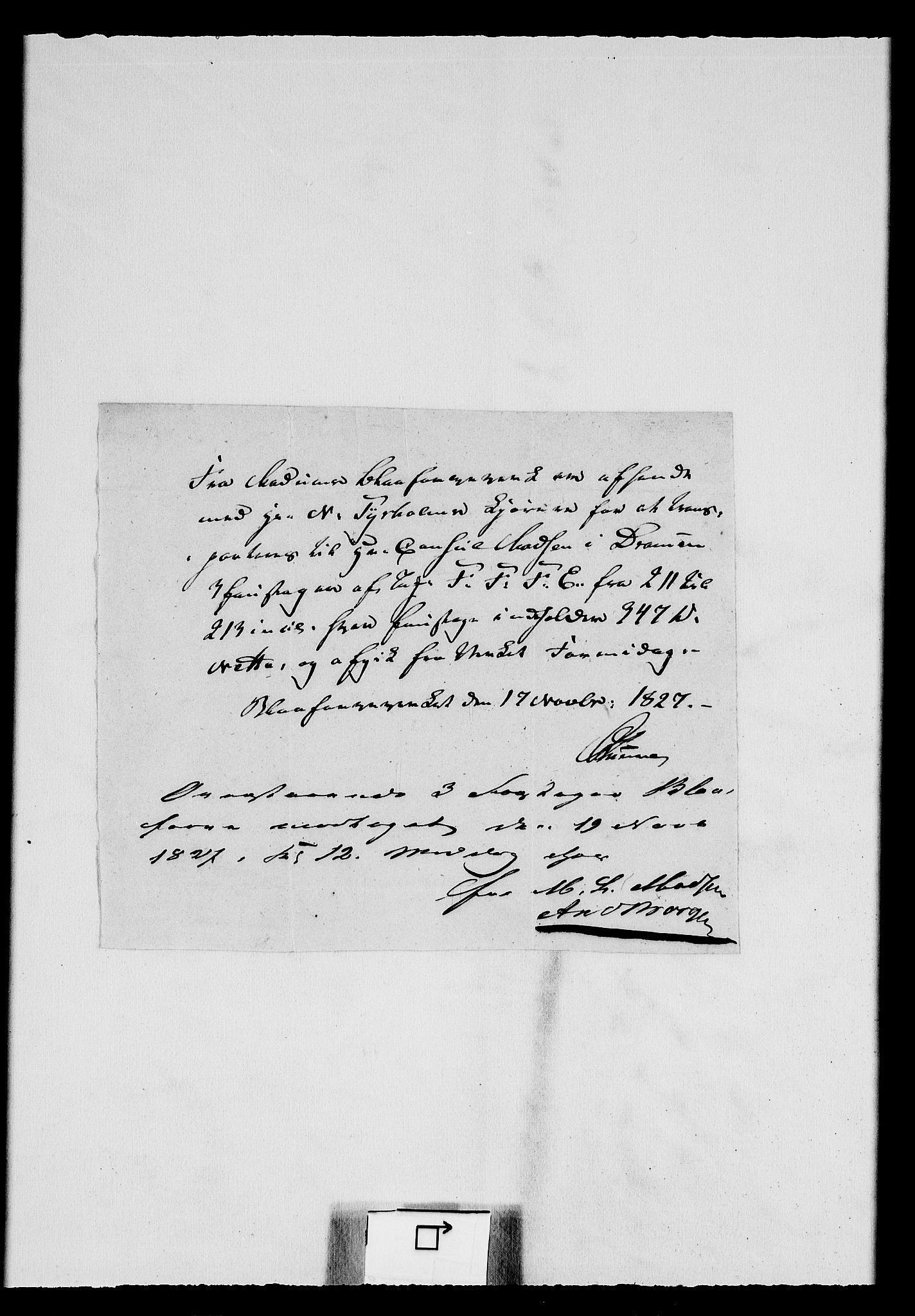 Modums Blaafarveværk, RA/PA-0157/G/Gd/Gdc/L0231/0001: -- / Kassa-bilag, 1827-1828, p. 3
