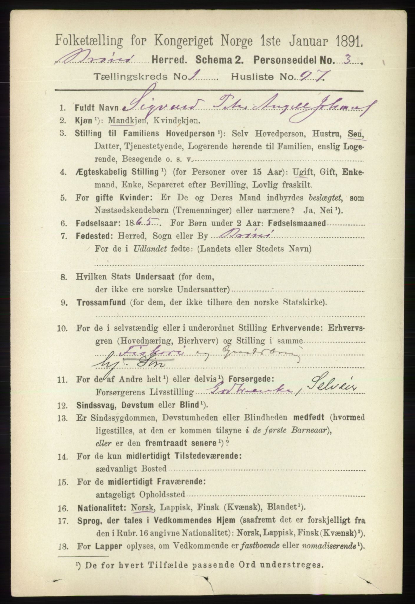 RA, 1891 census for 1814 Brønnøy, 1891, p. 740