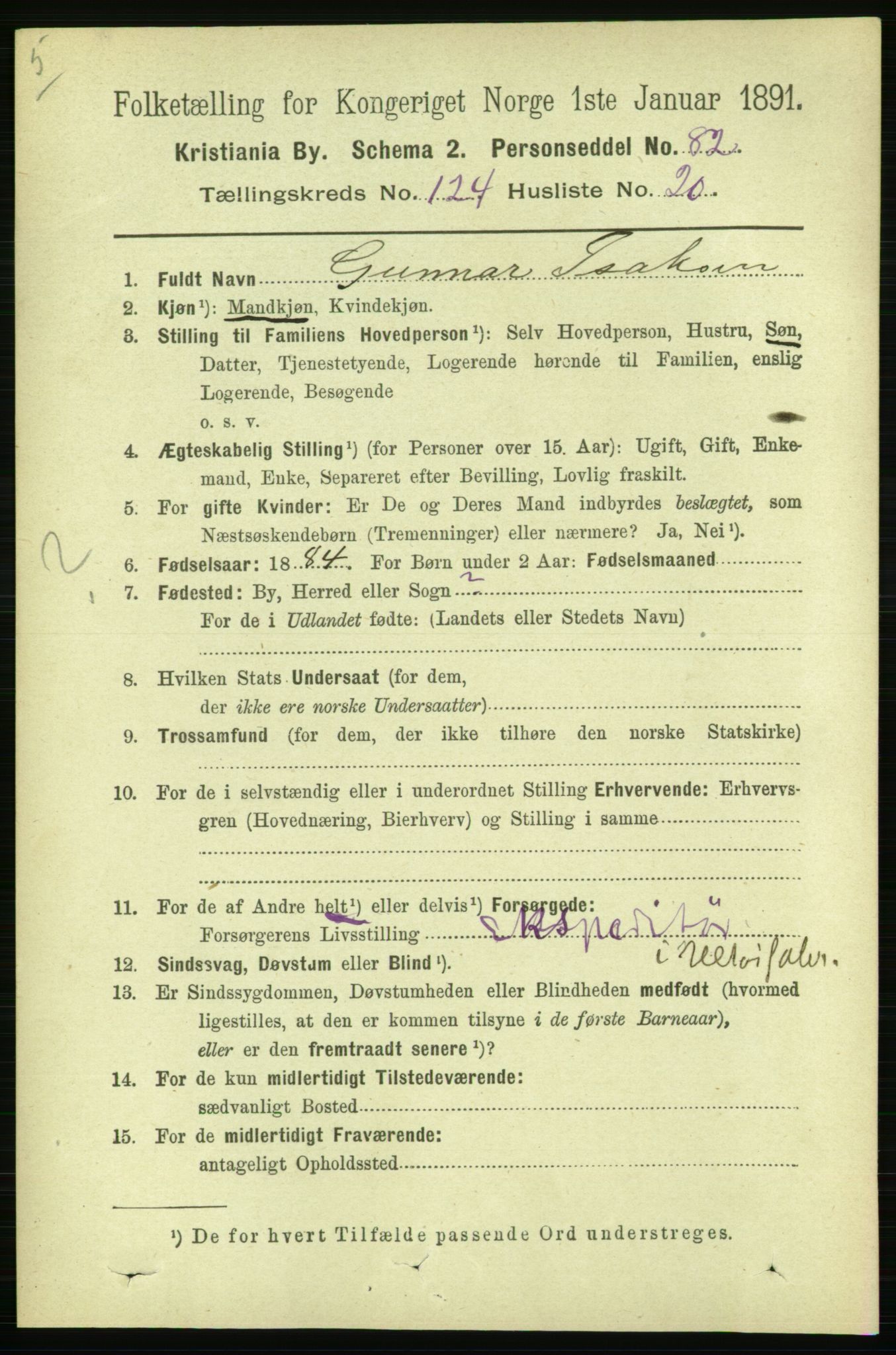 RA, 1891 census for 0301 Kristiania, 1891, p. 65864