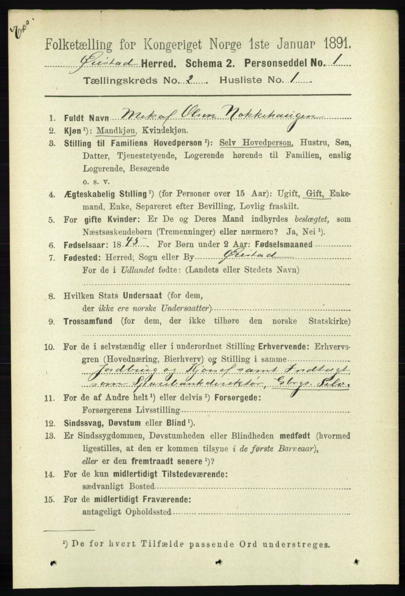 RA, Census 1891 for Nedenes amt: Gjenparter av personsedler for beslektede ektefeller, menn, 1891, p. 619