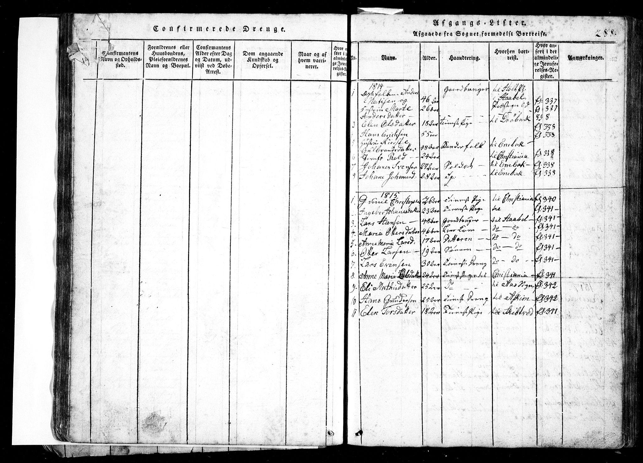 Spydeberg prestekontor Kirkebøker, AV/SAO-A-10924/G/Ga/L0001: Parish register (copy) no. I 1, 1814-1868, p. 288