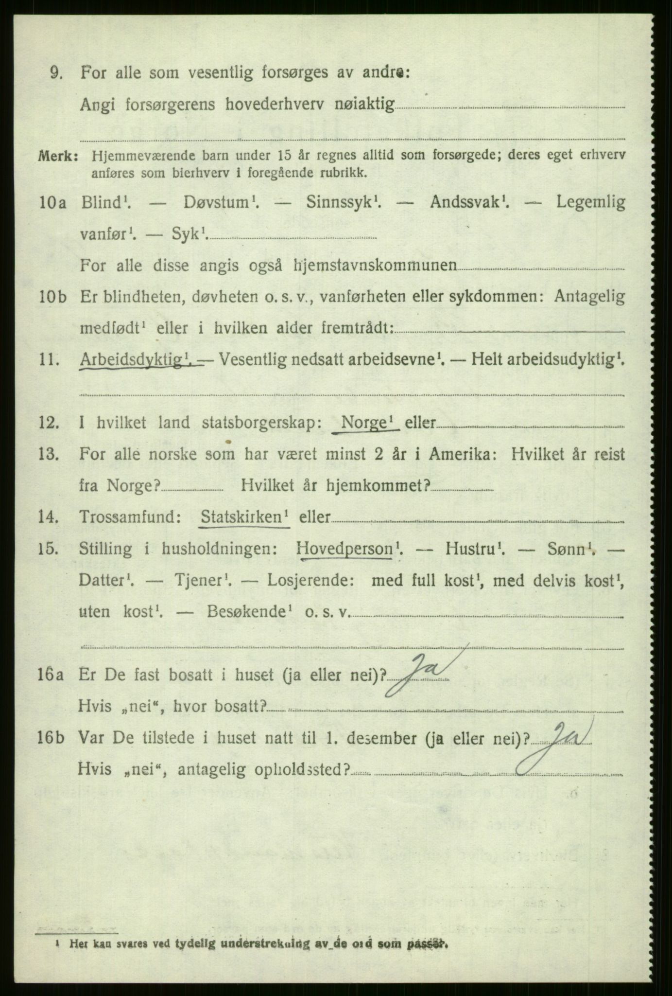 SAB, 1920 census for Voss, 1920, p. 9302