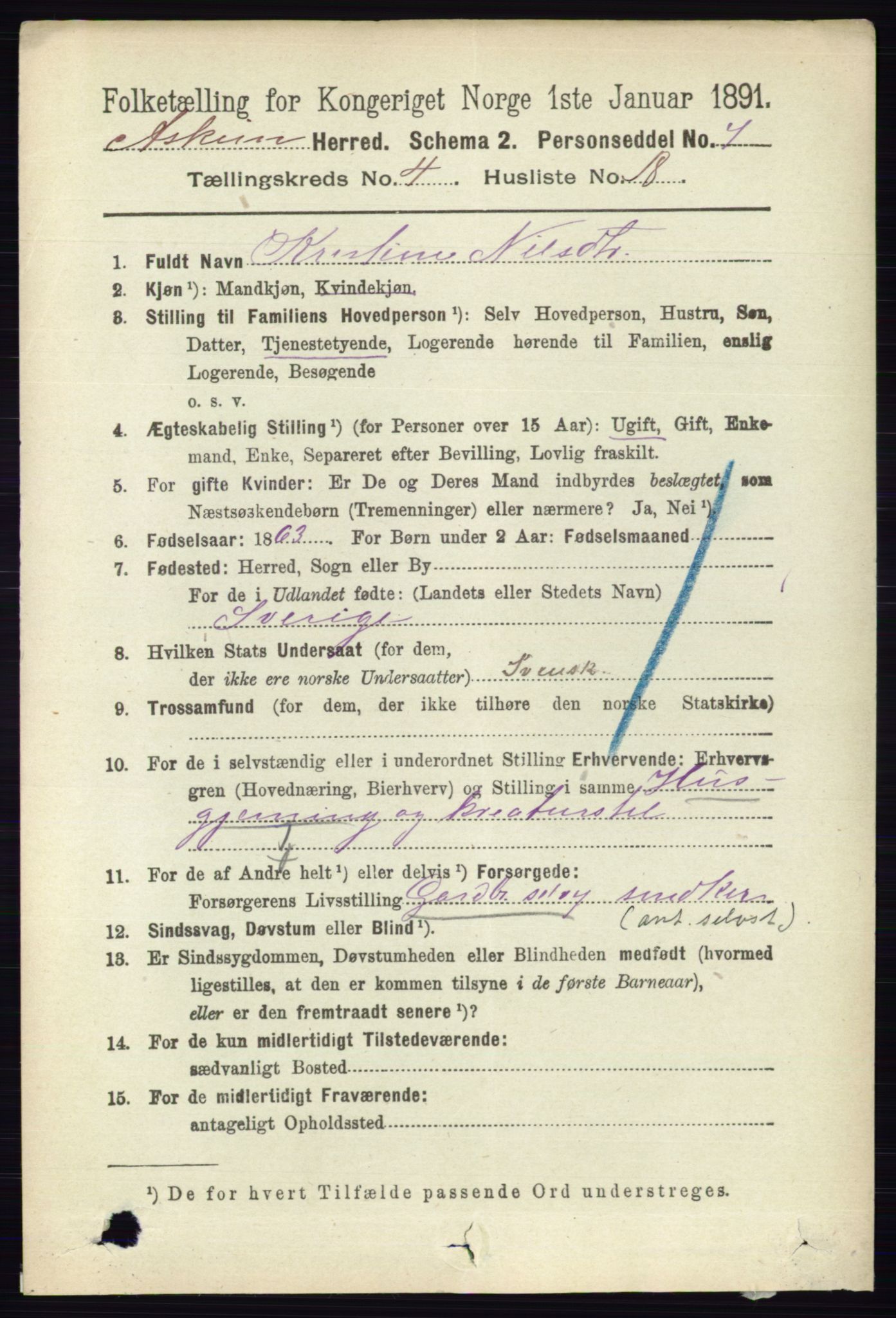 RA, 1891 census for 0124 Askim, 1891, p. 571