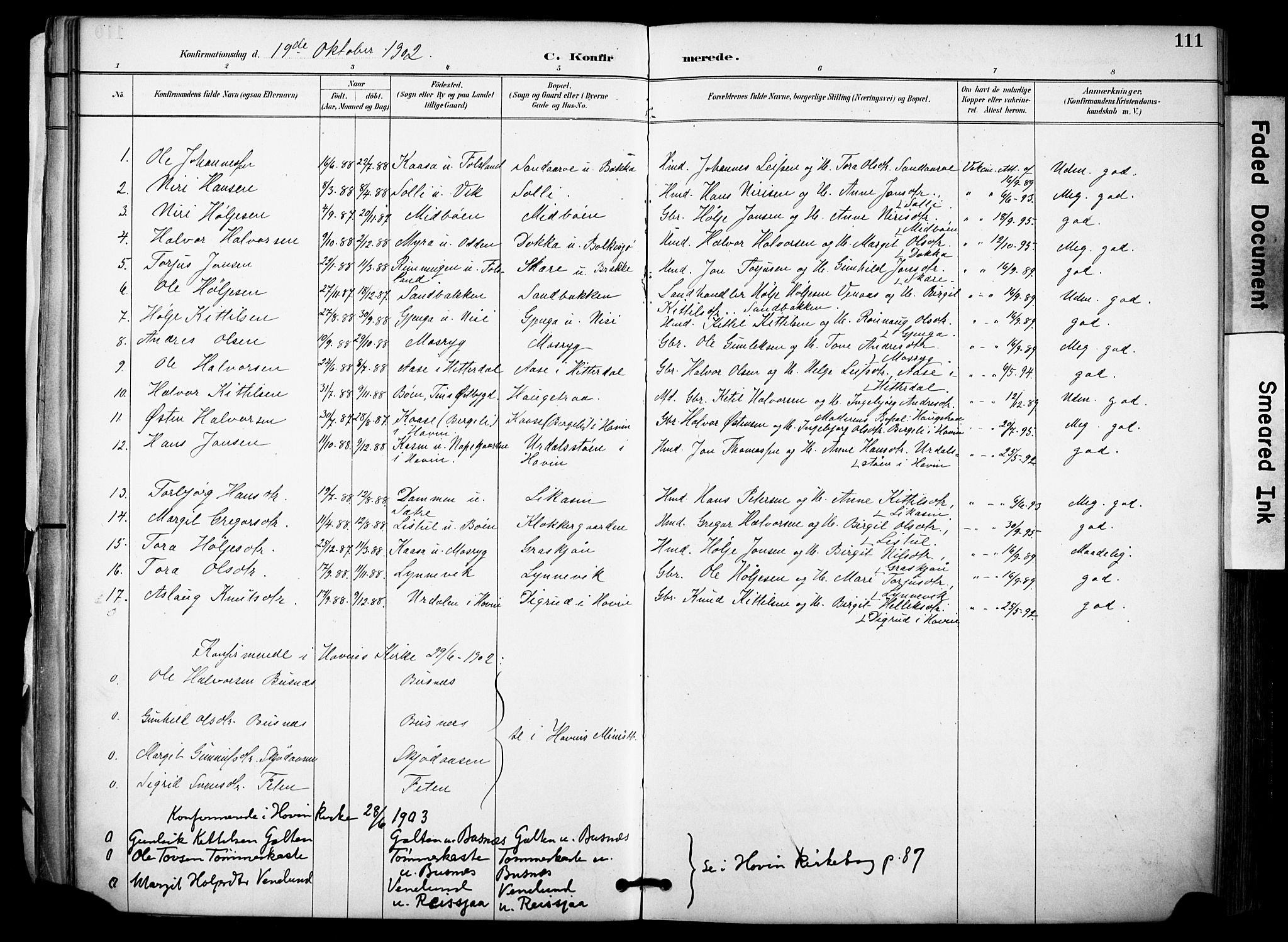 Gransherad kirkebøker, SAKO/A-267/F/Fa/L0005: Parish register (official) no. I 5, 1887-1916, p. 111