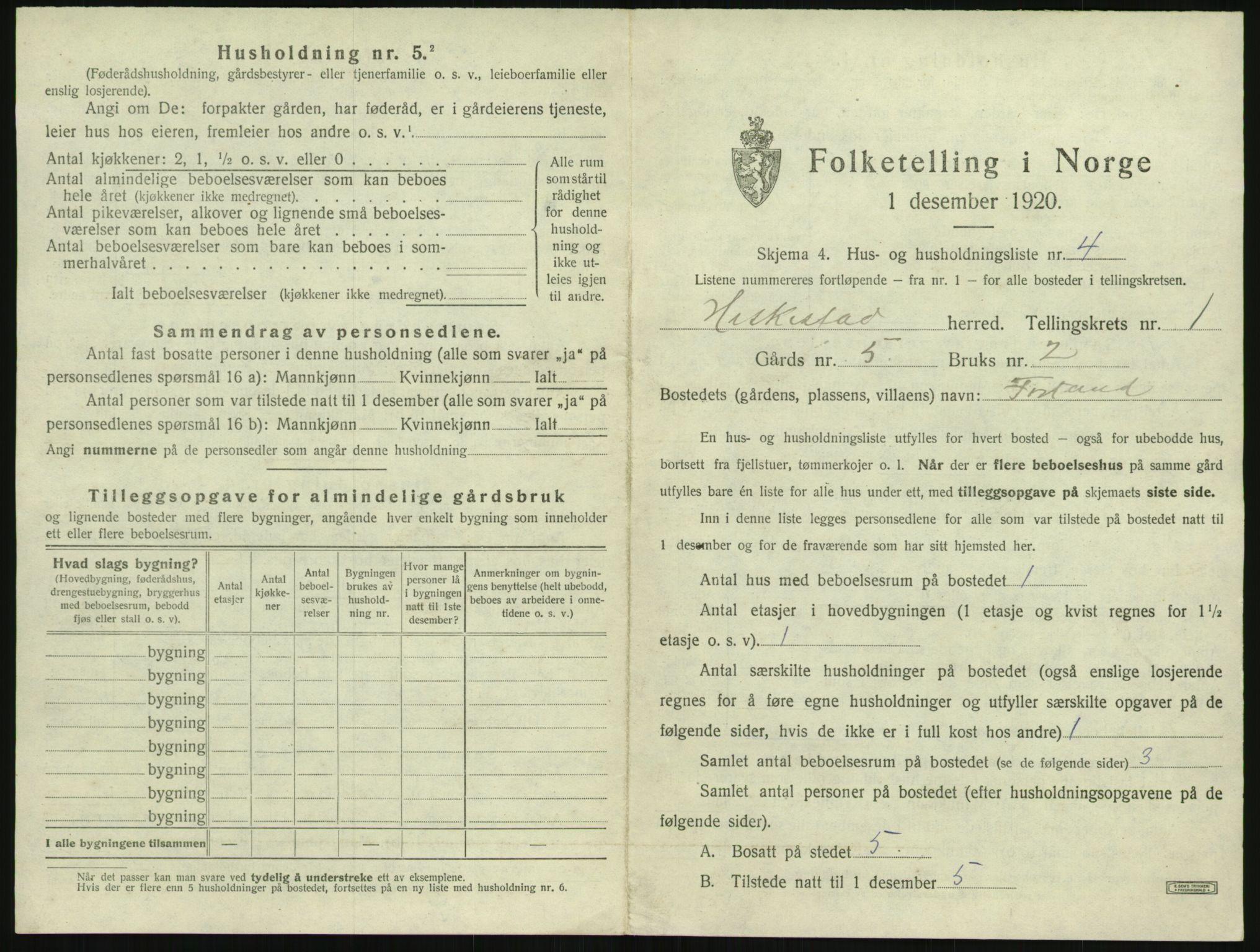 SAST, 1920 census for Heskestad, 1920, p. 37