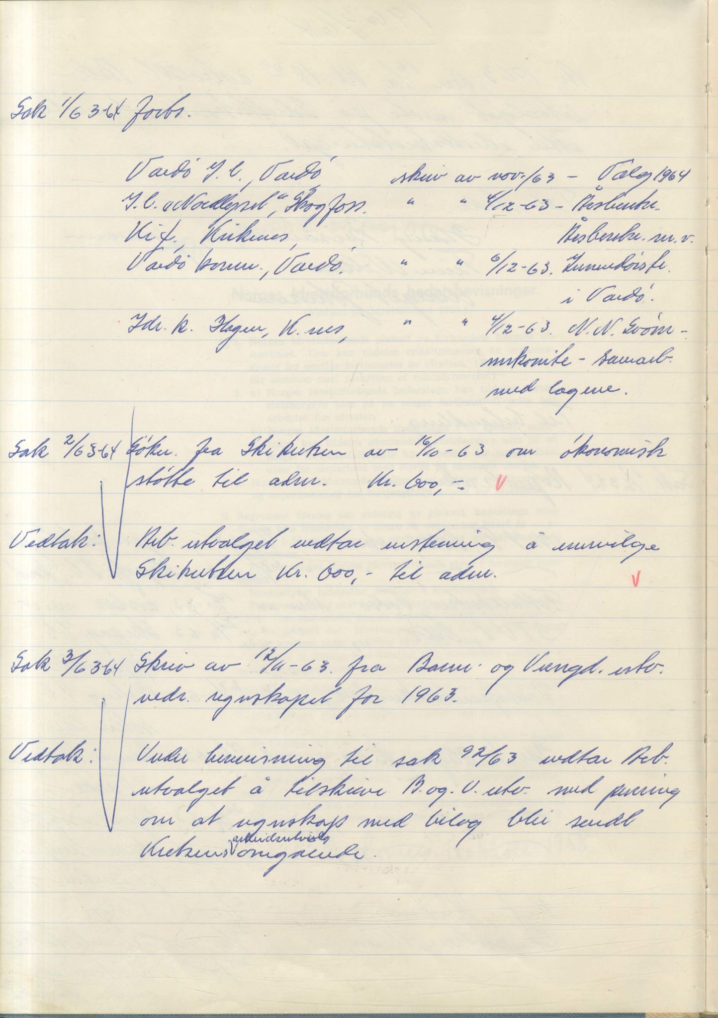 Aust-Finnmark Idrettskrets , FMFB/A-1041/A/L0007: Møteprotokoll for arbeidsutvalg, 1963-1971, p. 5