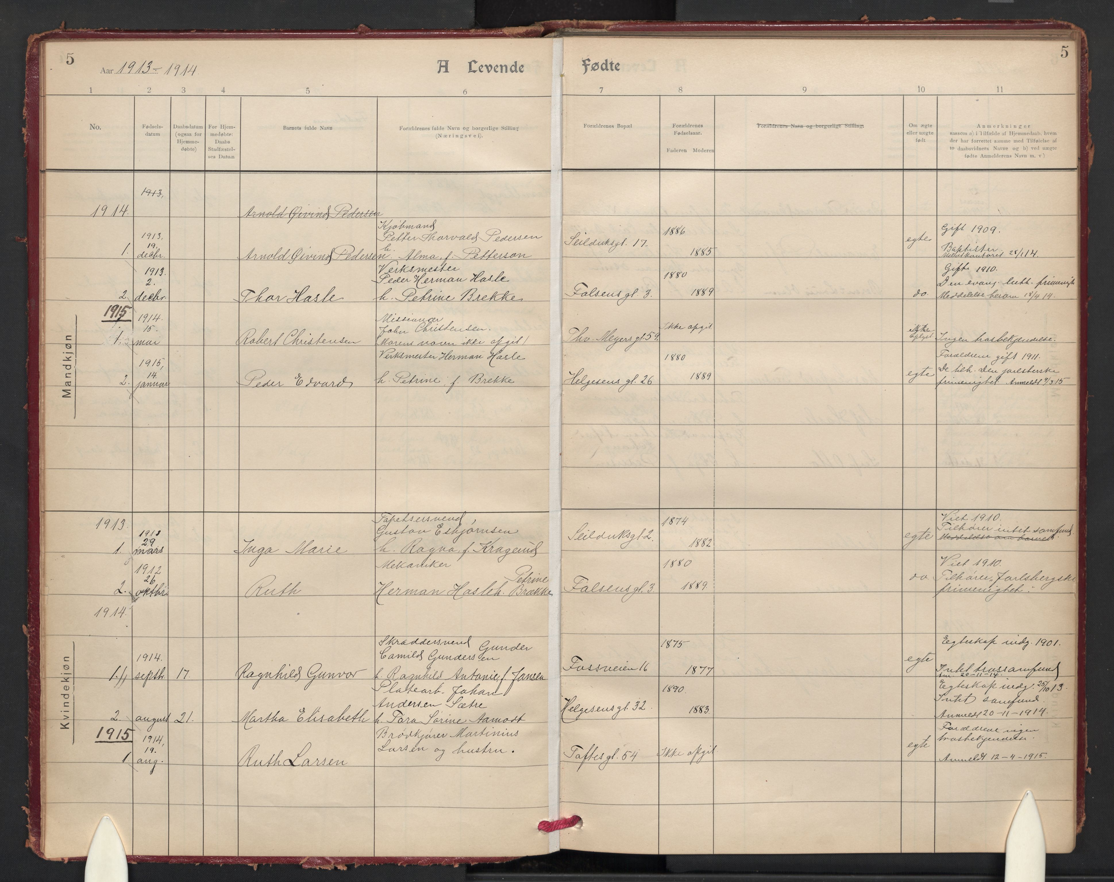 Paulus prestekontor Kirkebøker, AV/SAO-A-10871/F/Fa/L0020: Parish register (official) no. 20, 1906-1934, p. 5