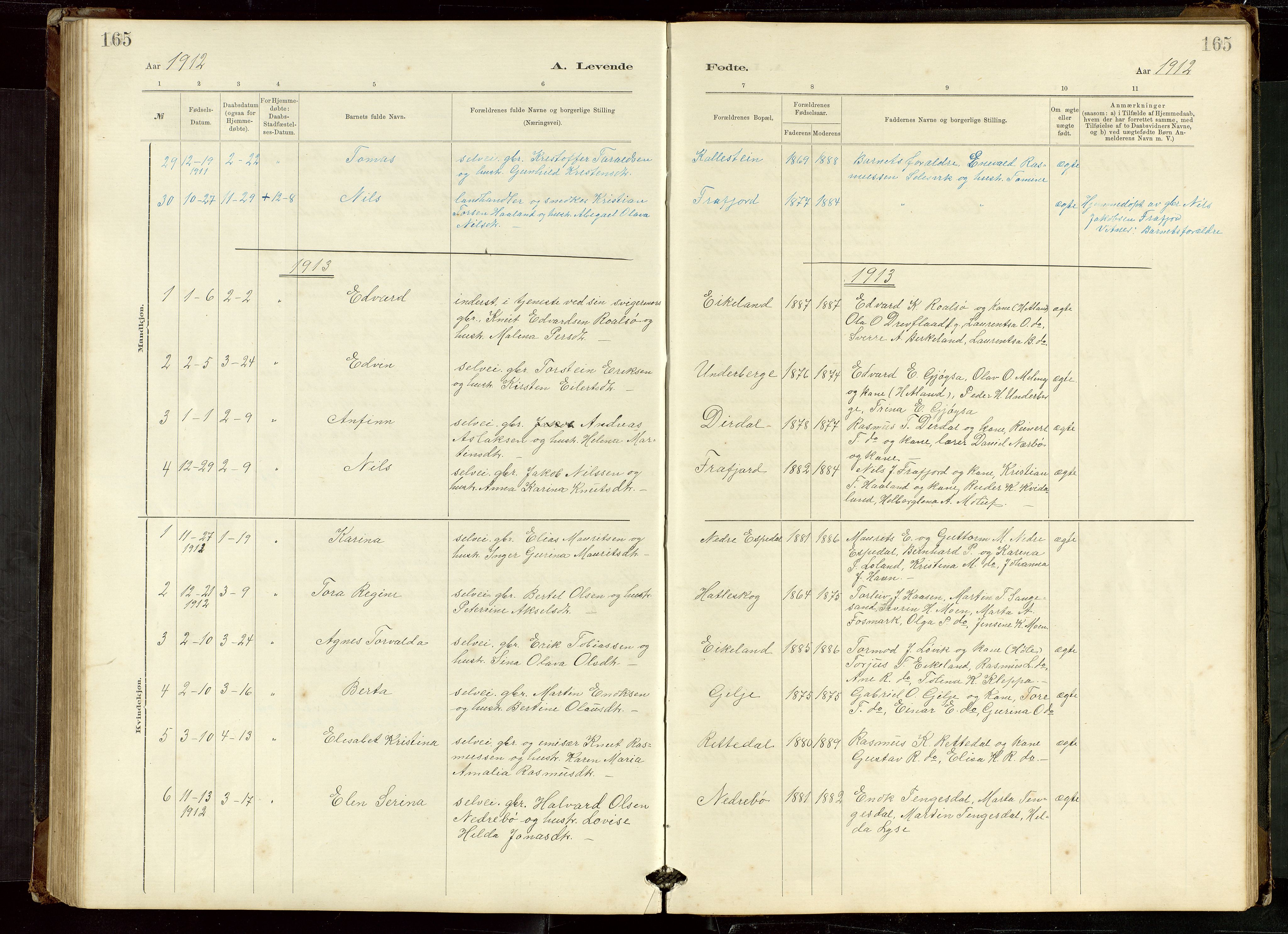 Høgsfjord sokneprestkontor, AV/SAST-A-101624/H/Ha/Hab/L0009: Parish register (copy) no. B 9, 1883-1920, p. 165