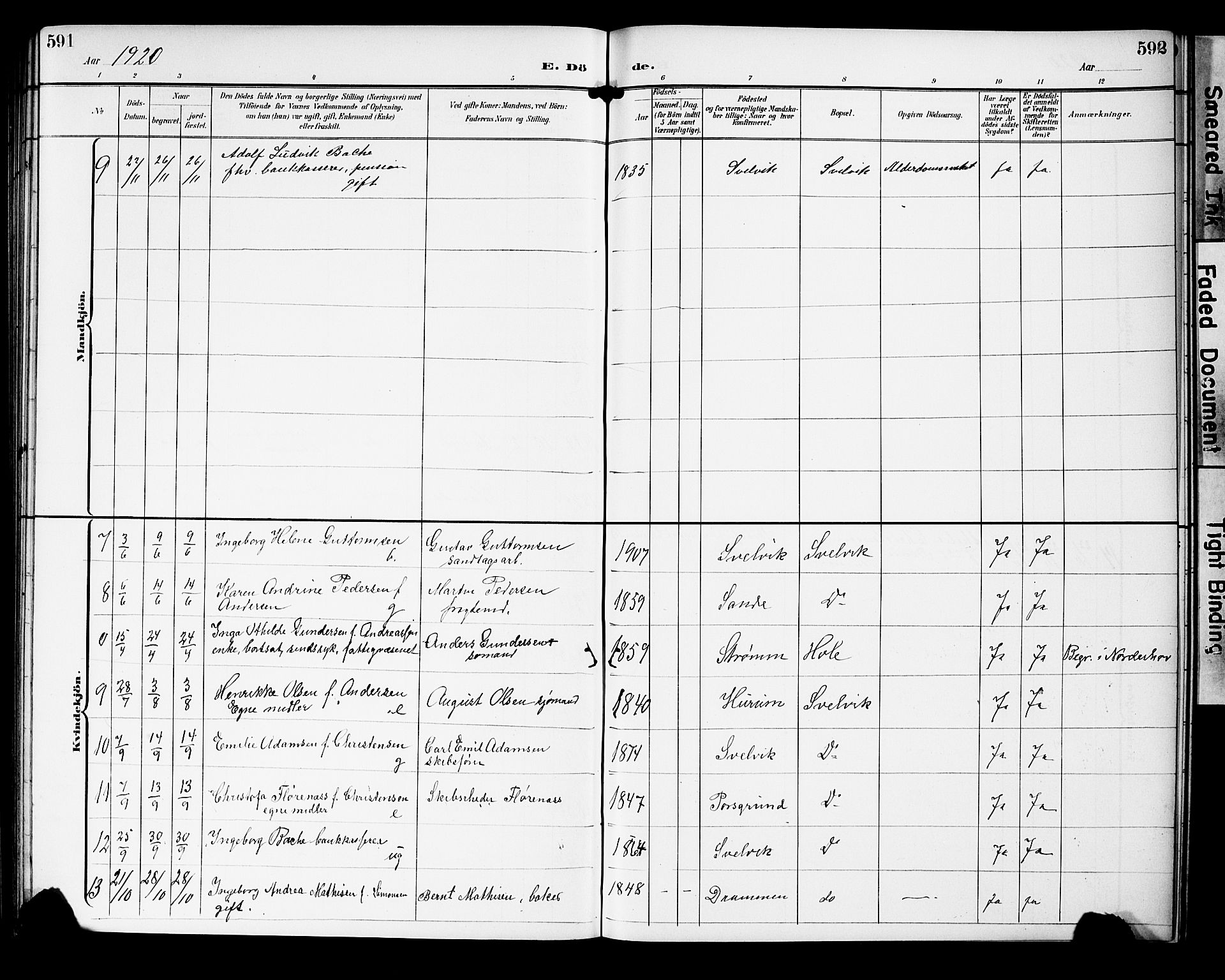 Strømm kirkebøker, AV/SAKO-A-322/G/Gb/L0002: Parish register (copy) no. II 2, 1897-1928, p. 591-592