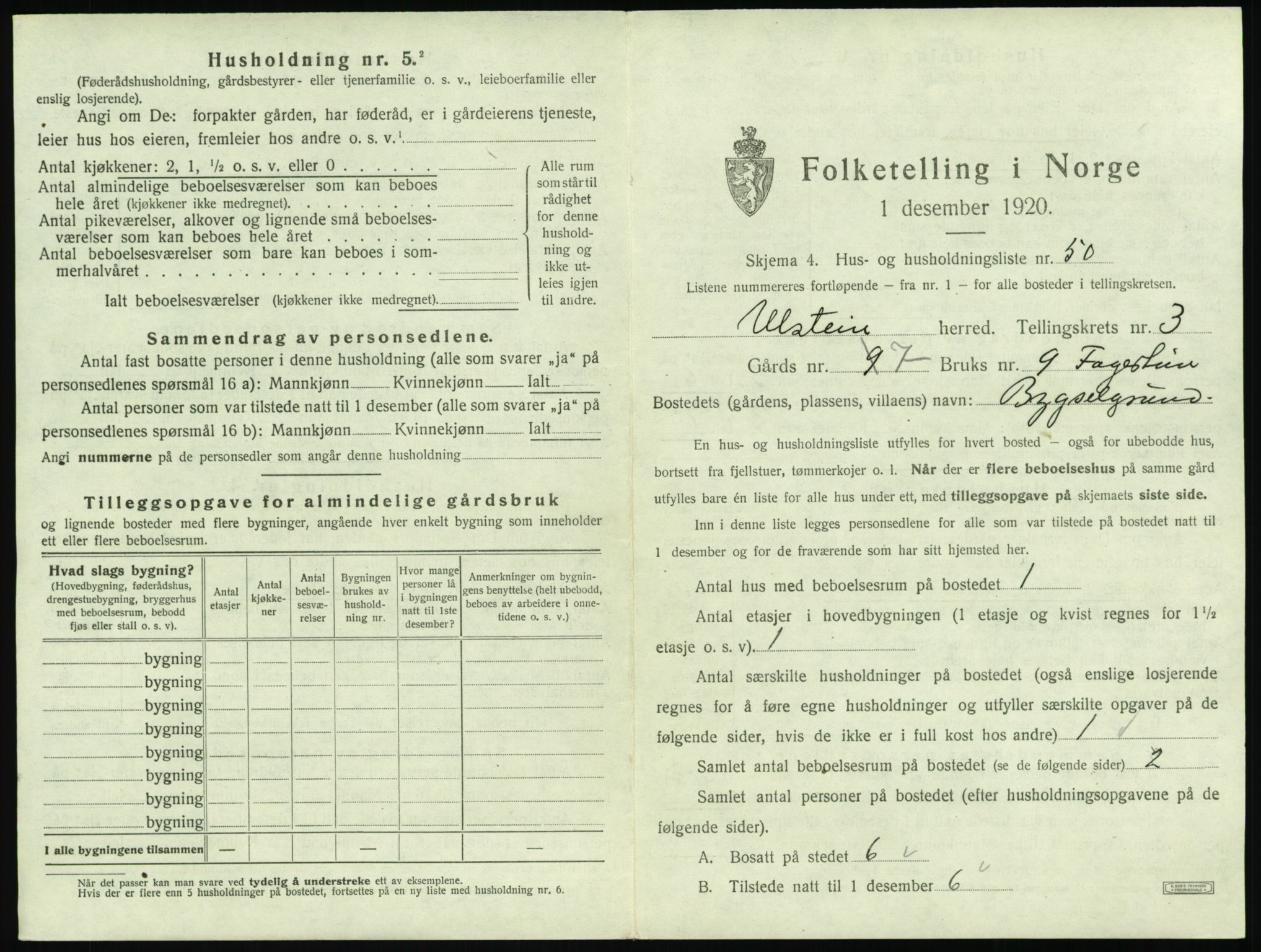 SAT, 1920 census for Ulstein, 1920, p. 270