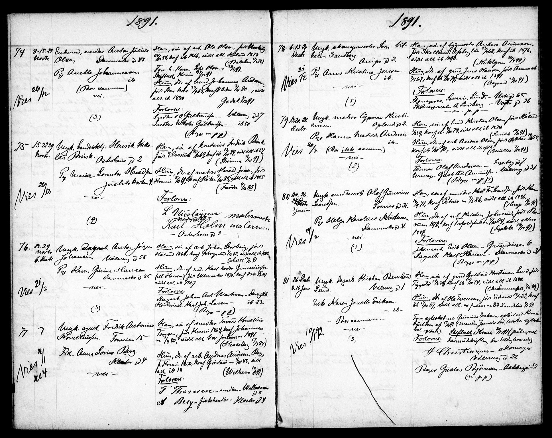Gamlebyen prestekontor Kirkebøker, AV/SAO-A-10884/H/Ha/L0001: Banns register no. 1, 1891-1898