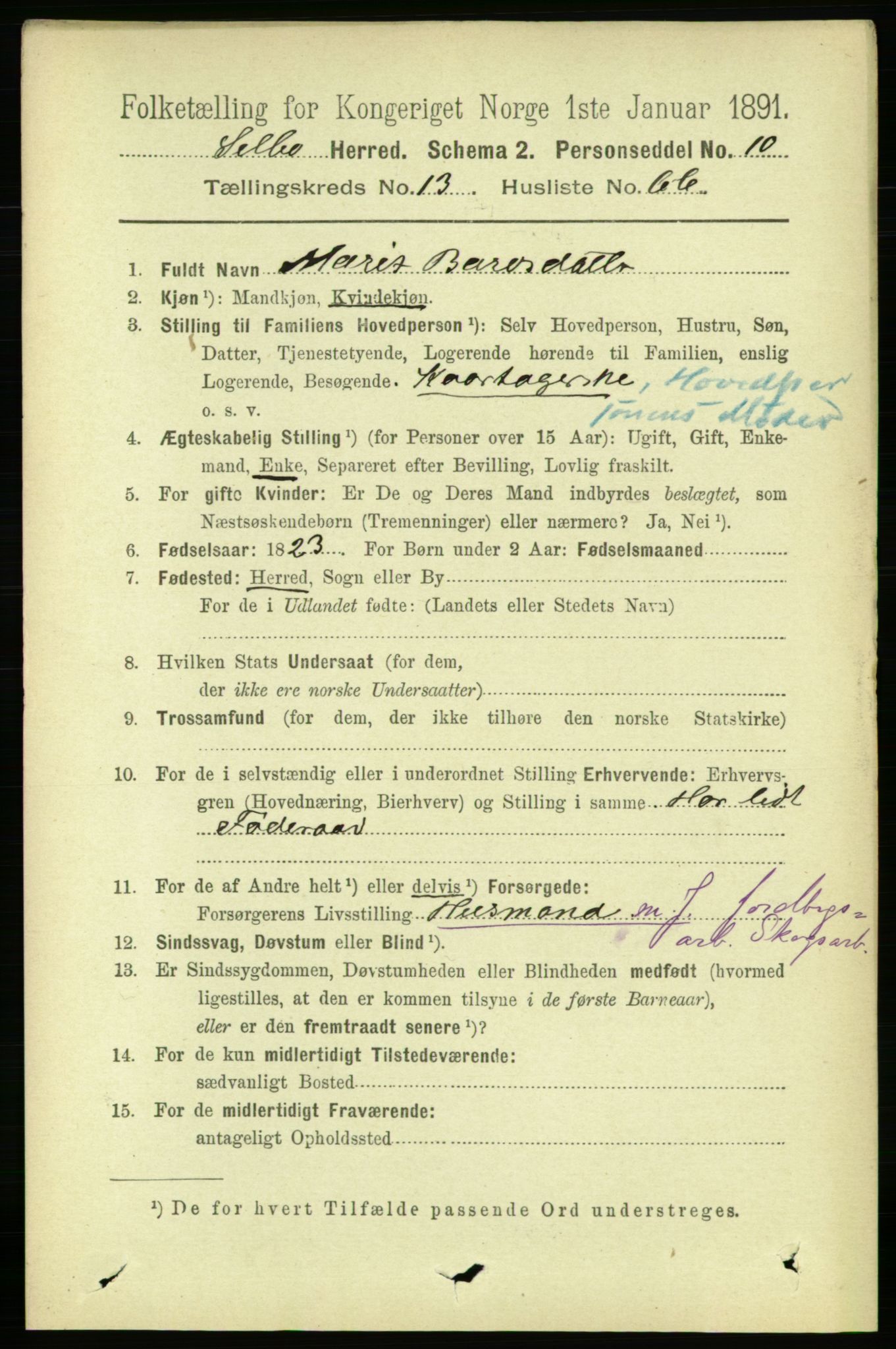 RA, 1891 census for 1664 Selbu, 1891, p. 5012