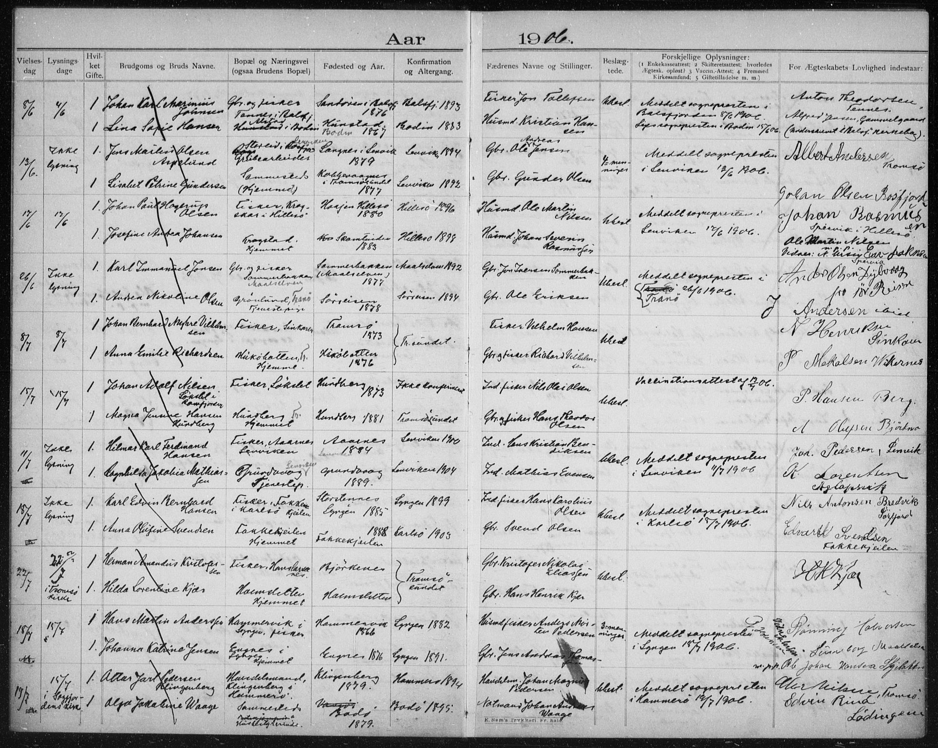 Tromsøysund sokneprestkontor, SATØ/S-1304/H/Hc/L0058: Banns register no. 58, 1905-1912