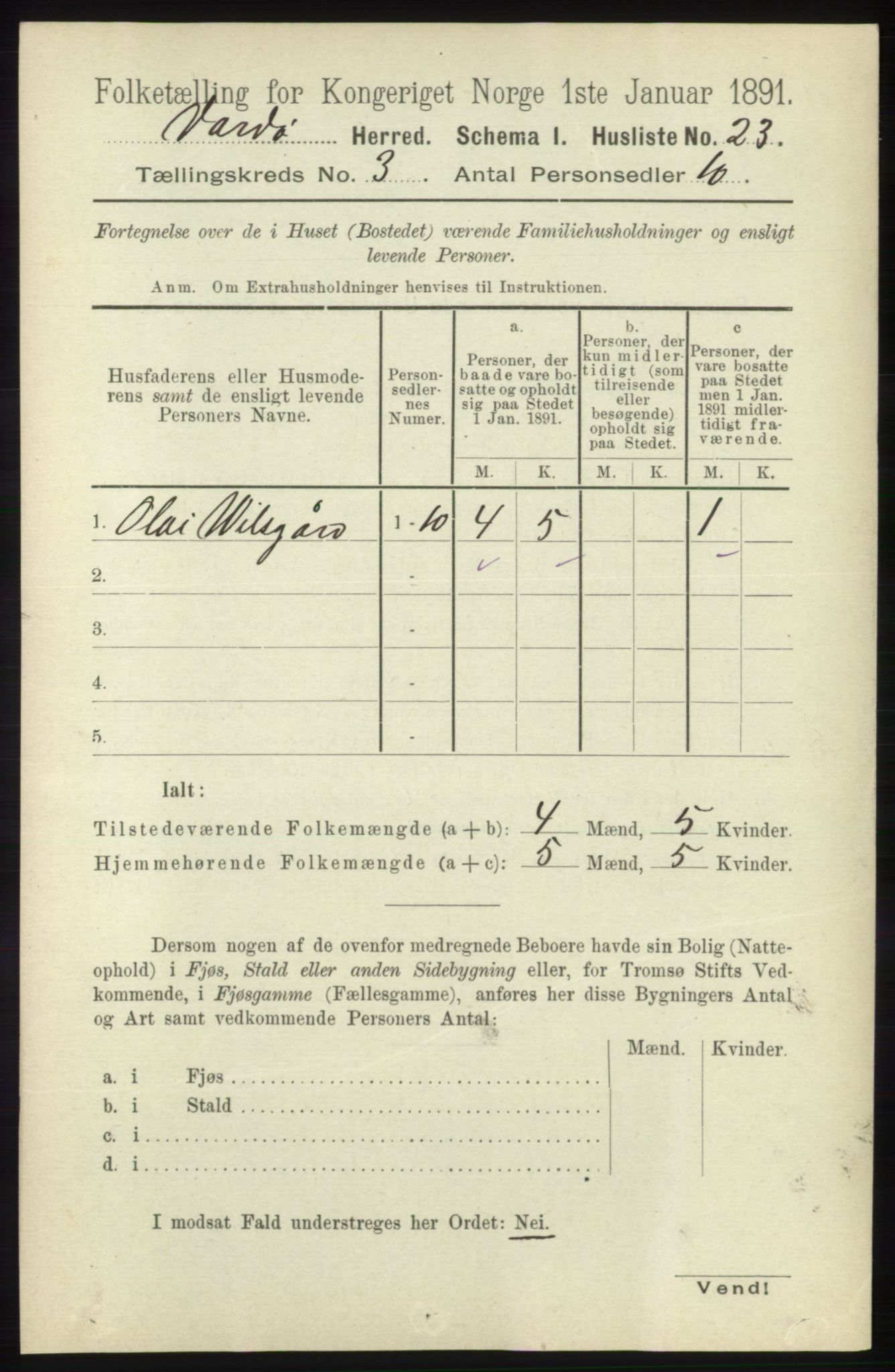 RA, 1891 census for 2028 Vardø, 1891, p. 803