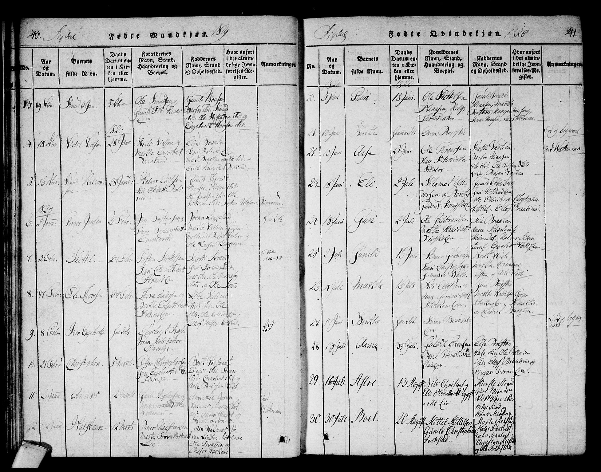 Sigdal kirkebøker, AV/SAKO-A-245/F/Fa/L0005: Parish register (official) no. I 5 /1, 1815-1829, p. 40-41