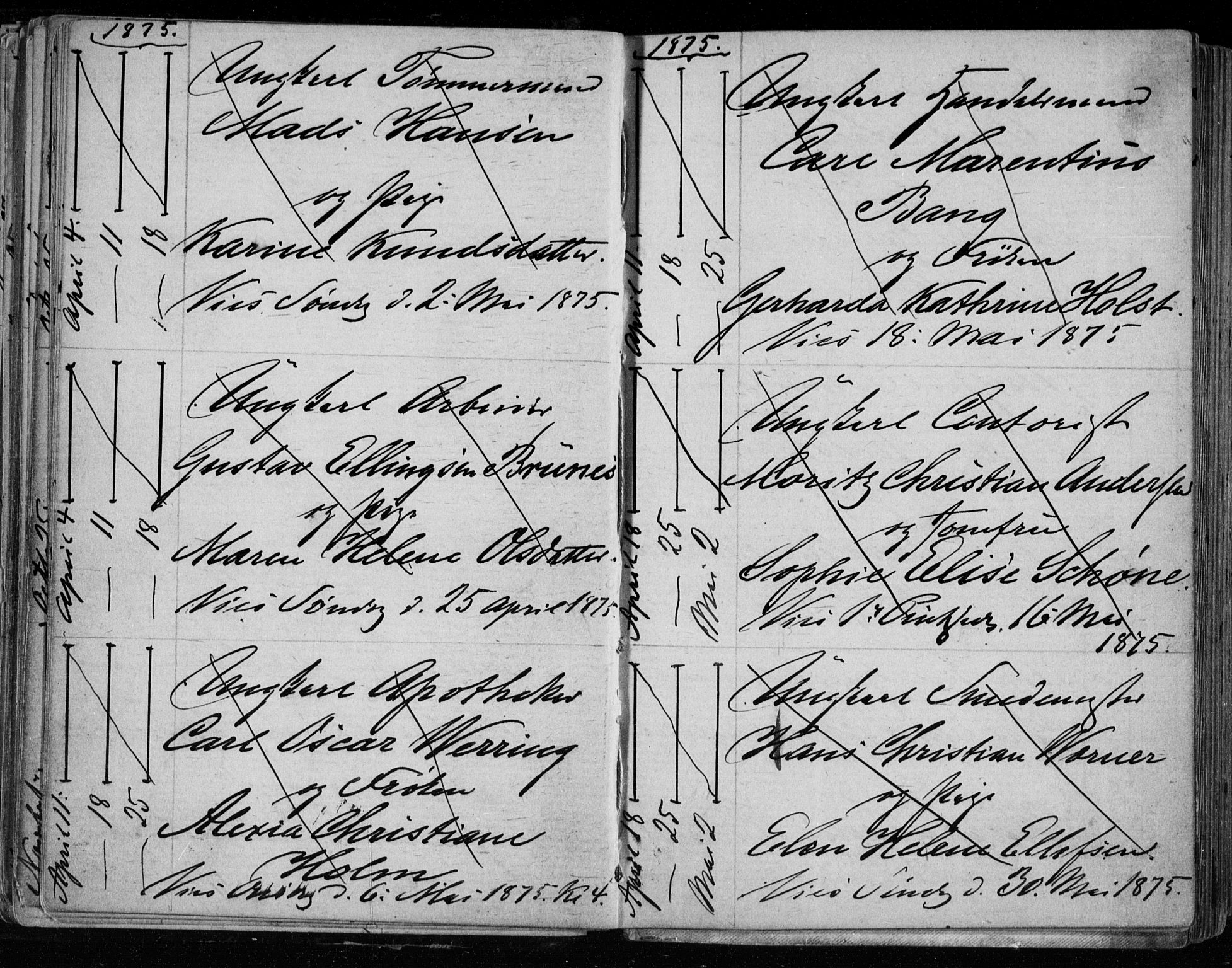 Bragernes kirkebøker, AV/SAKO-A-6/H/Ha/L0006: Banns register no. 6, 1873-1896