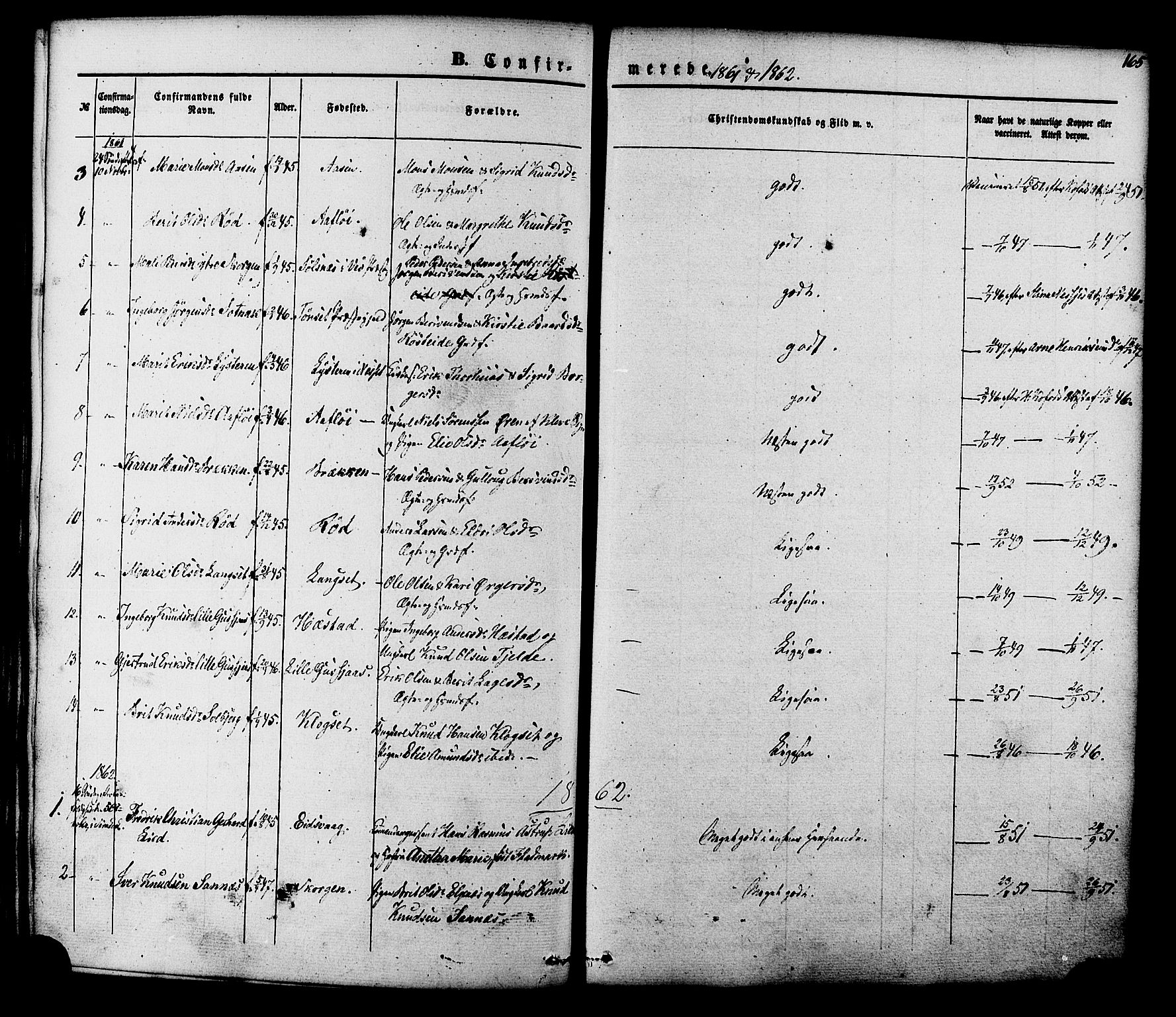 Ministerialprotokoller, klokkerbøker og fødselsregistre - Møre og Romsdal, SAT/A-1454/551/L0625: Parish register (official) no. 551A05, 1846-1879, p. 165