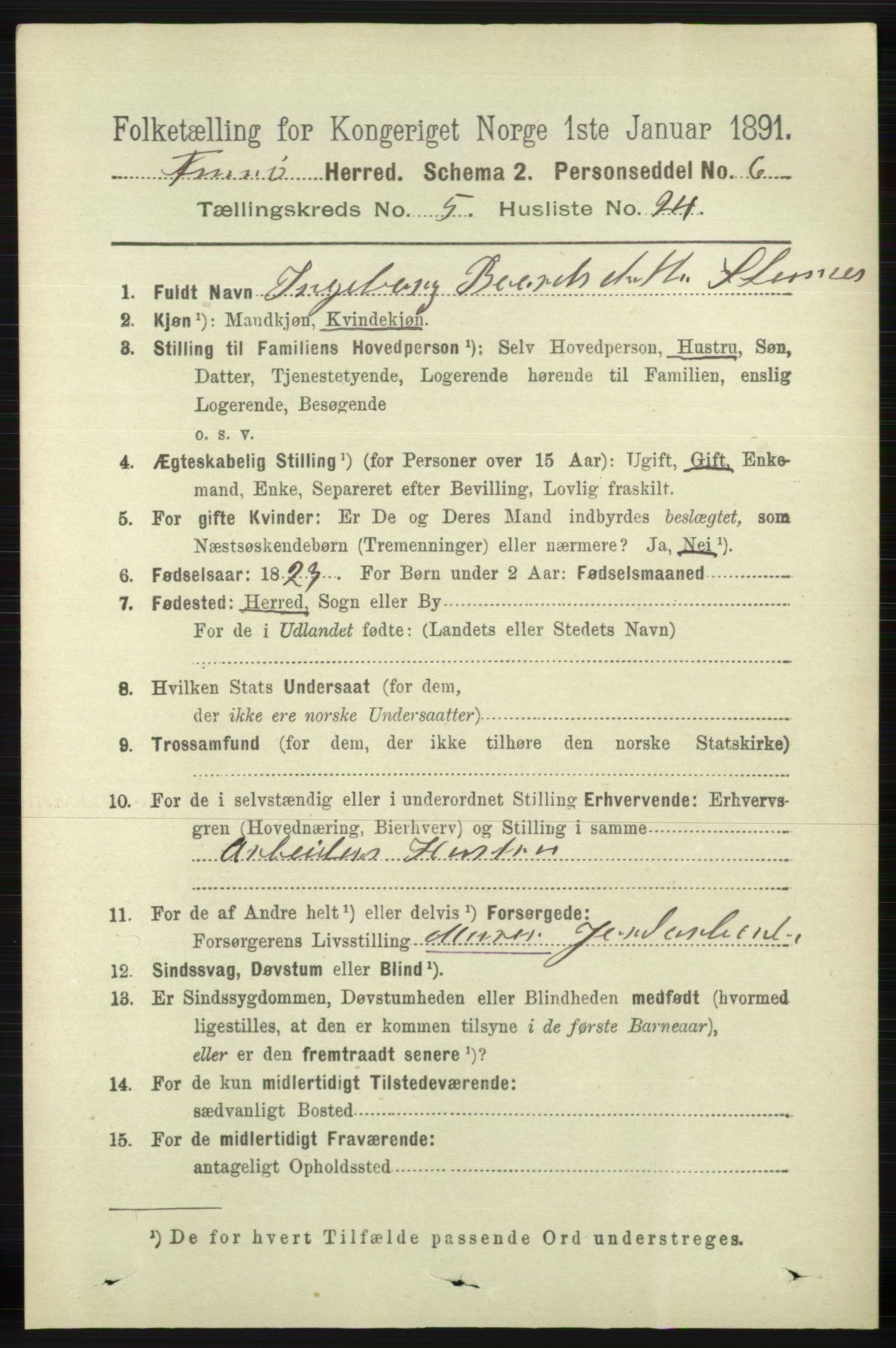 RA, 1891 census for 1141 Finnøy, 1891, p. 1239