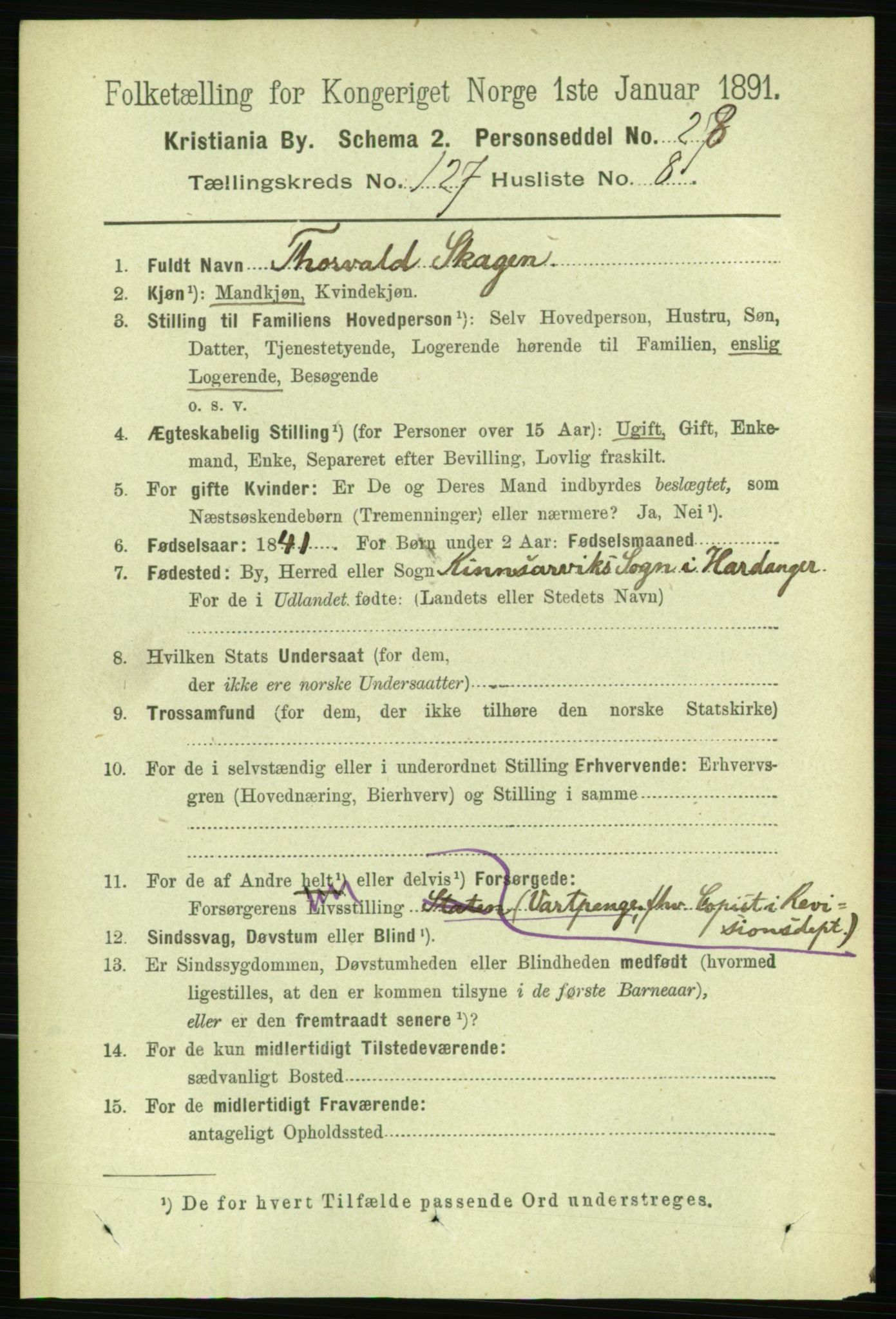 RA, 1891 census for 0301 Kristiania, 1891, p. 68128