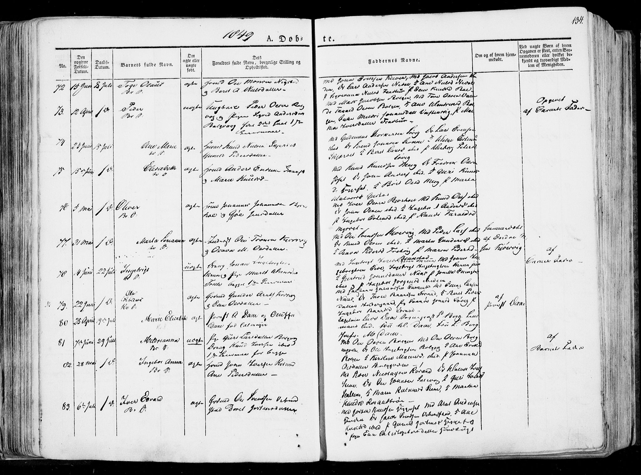 Ministerialprotokoller, klokkerbøker og fødselsregistre - Møre og Romsdal, AV/SAT-A-1454/568/L0803: Parish register (official) no. 568A10, 1830-1853, p. 134