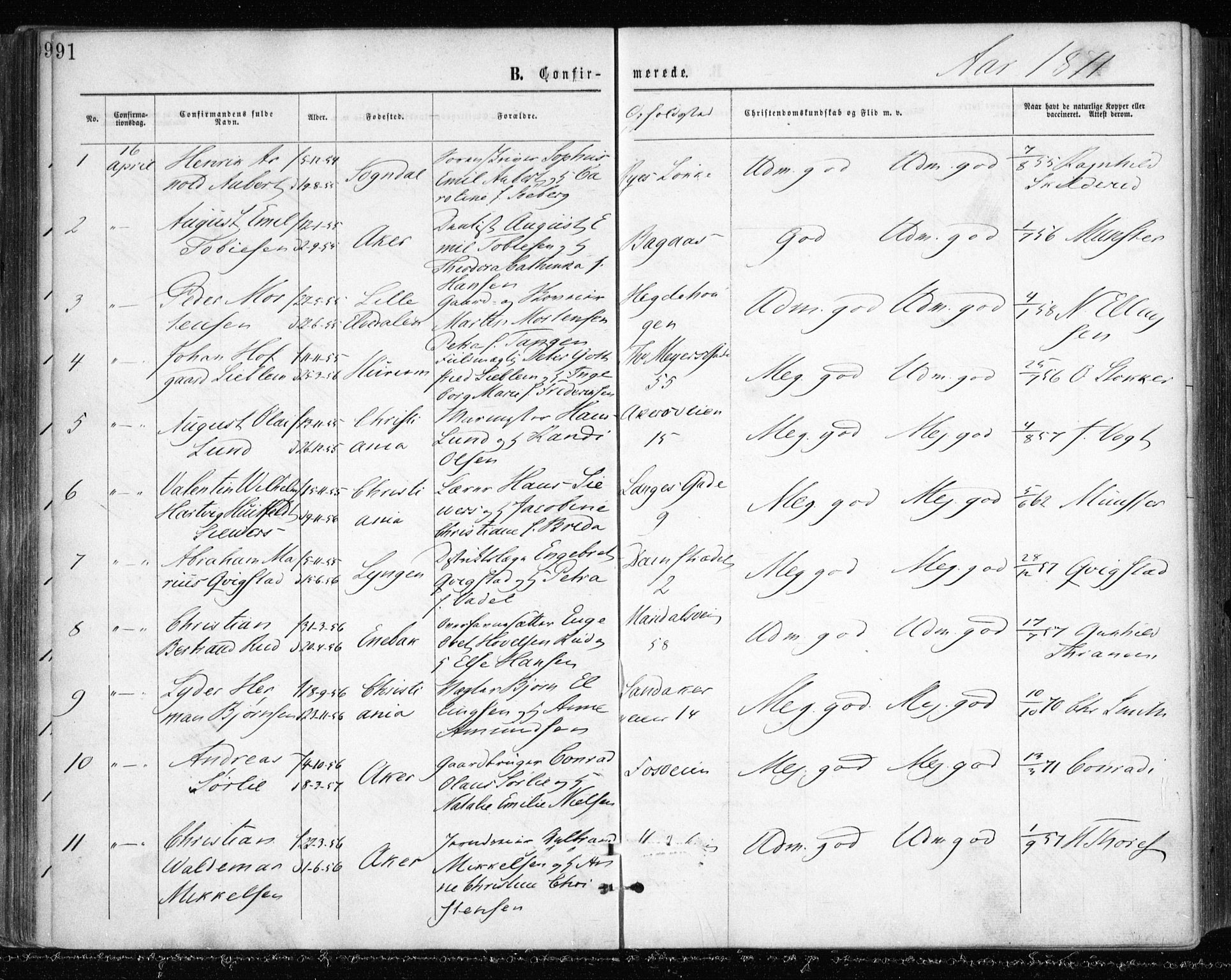 Gamle Aker prestekontor Kirkebøker, AV/SAO-A-10617a/F/L0003: Parish register (official) no. 3, 1865-1873, p. 91