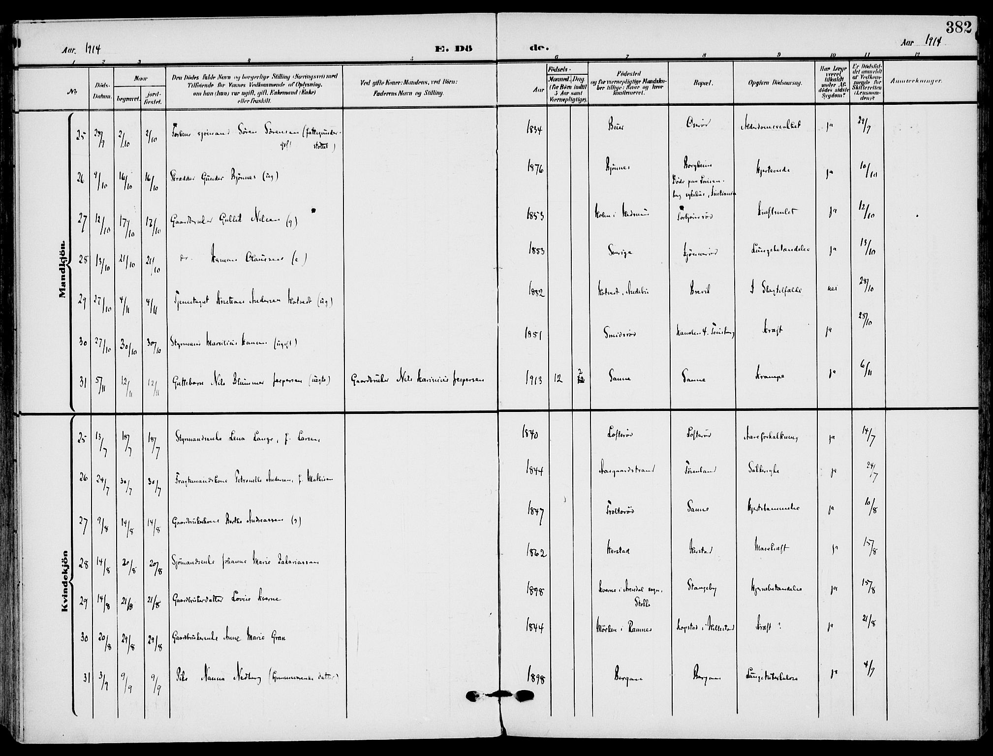 Nøtterøy kirkebøker, AV/SAKO-A-354/F/Fa/L0010: Parish register (official) no. I 10, 1908-1919, p. 382