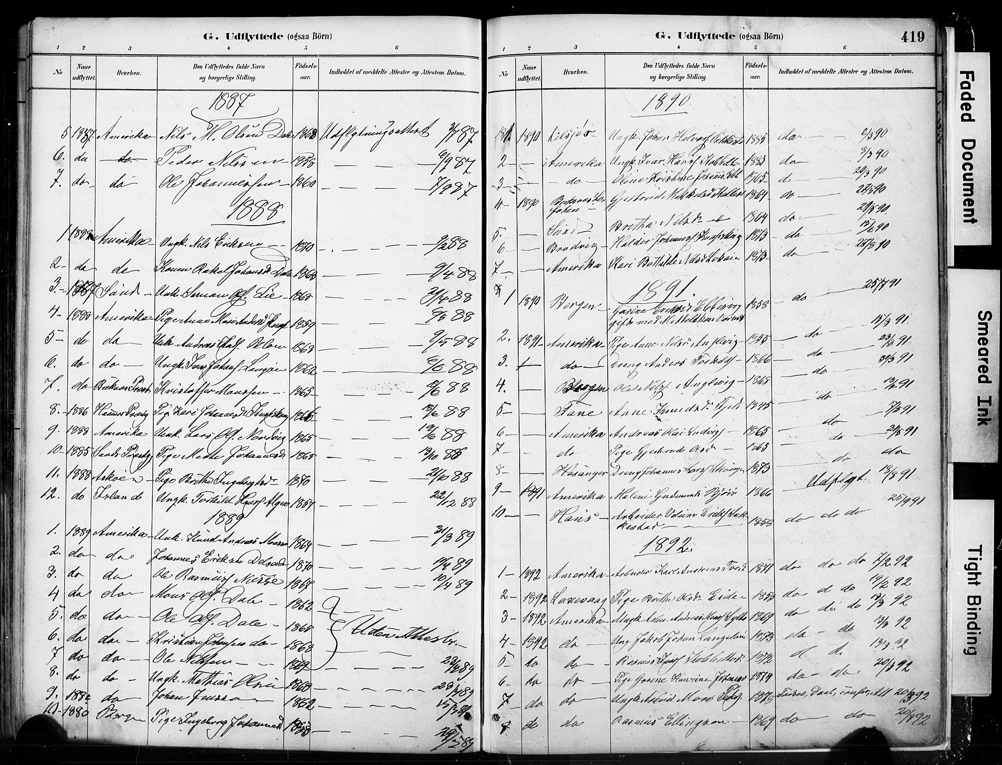 Fjell sokneprestembete, SAB/A-75301/H/Hab: Parish register (copy) no. A 4, 1880-1899, p. 419