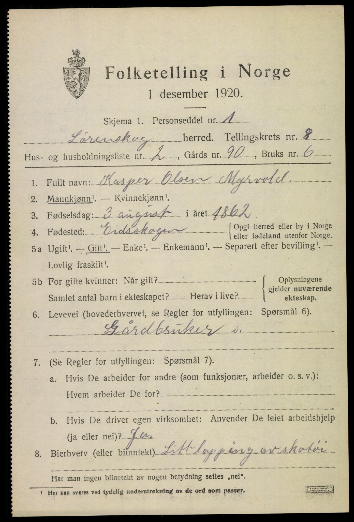 SAO, 1920 census for Lørenskog, 1920, p. 6276