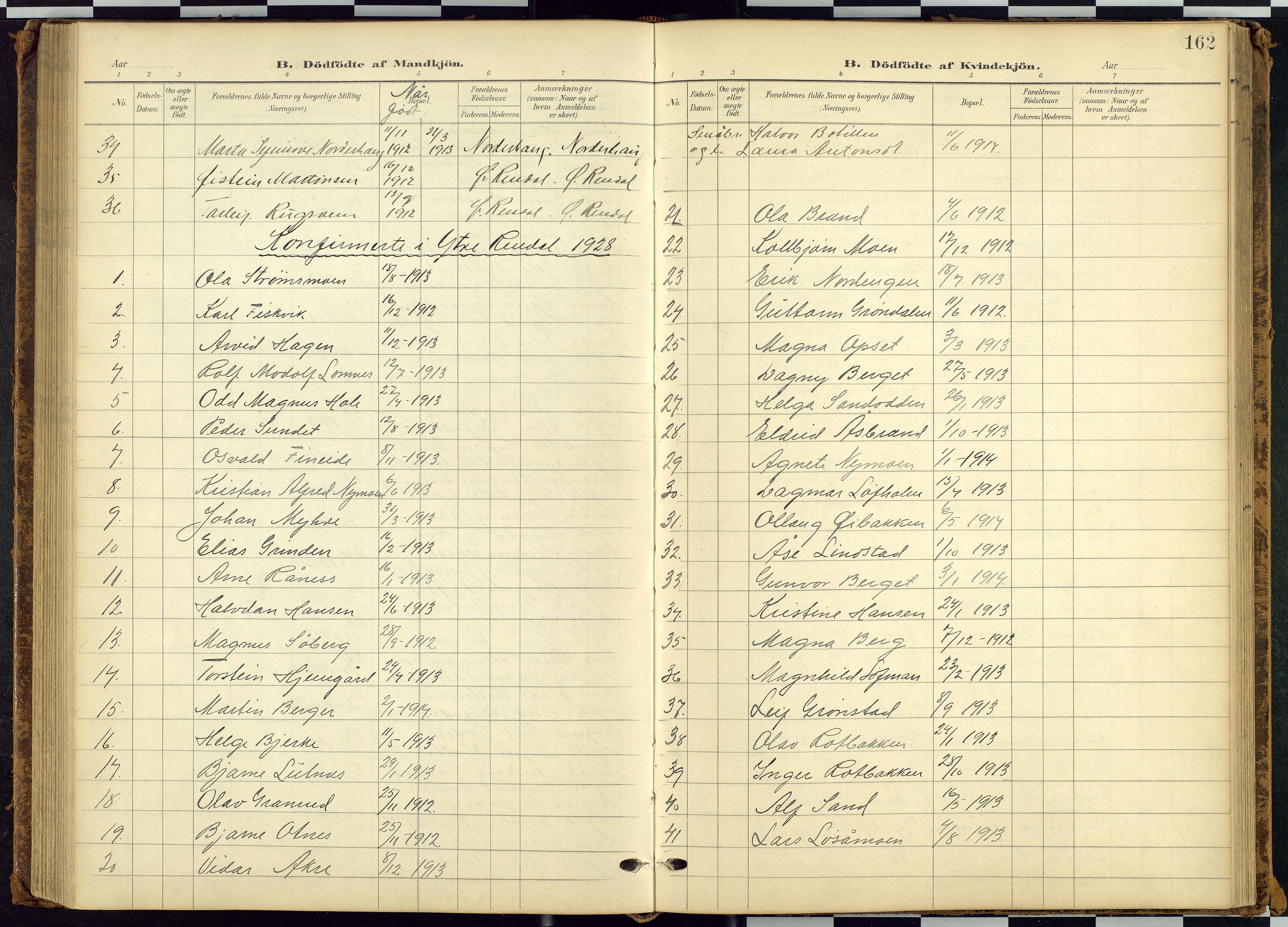 Rendalen prestekontor, SAH/PREST-054/H/Ha/Hab/L0010: Parish register (copy) no. 10, 1903-1940, p. 162