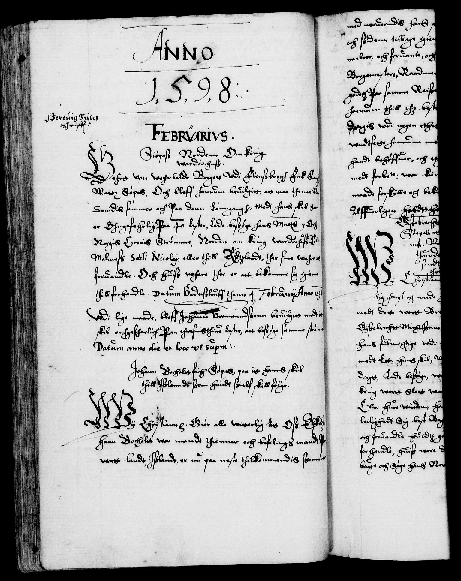 Danske Kanselli 1572-1799, AV/RA-EA-3023/F/Fc/Fca/Fcaa/L0003: Norske registre (mikrofilm), 1596-1616, p. 77b