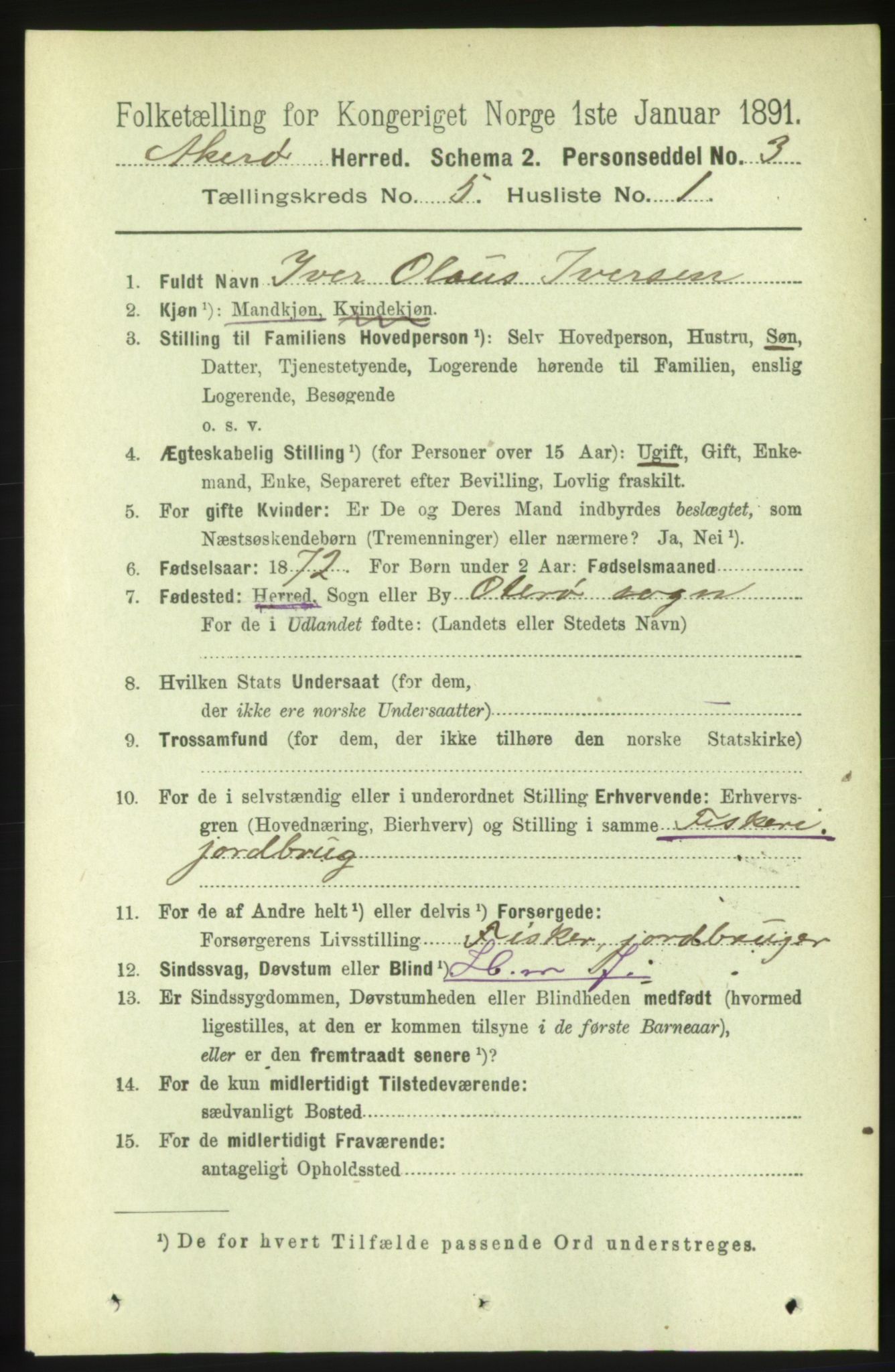 RA, 1891 census for 1545 Aukra, 1891, p. 2015