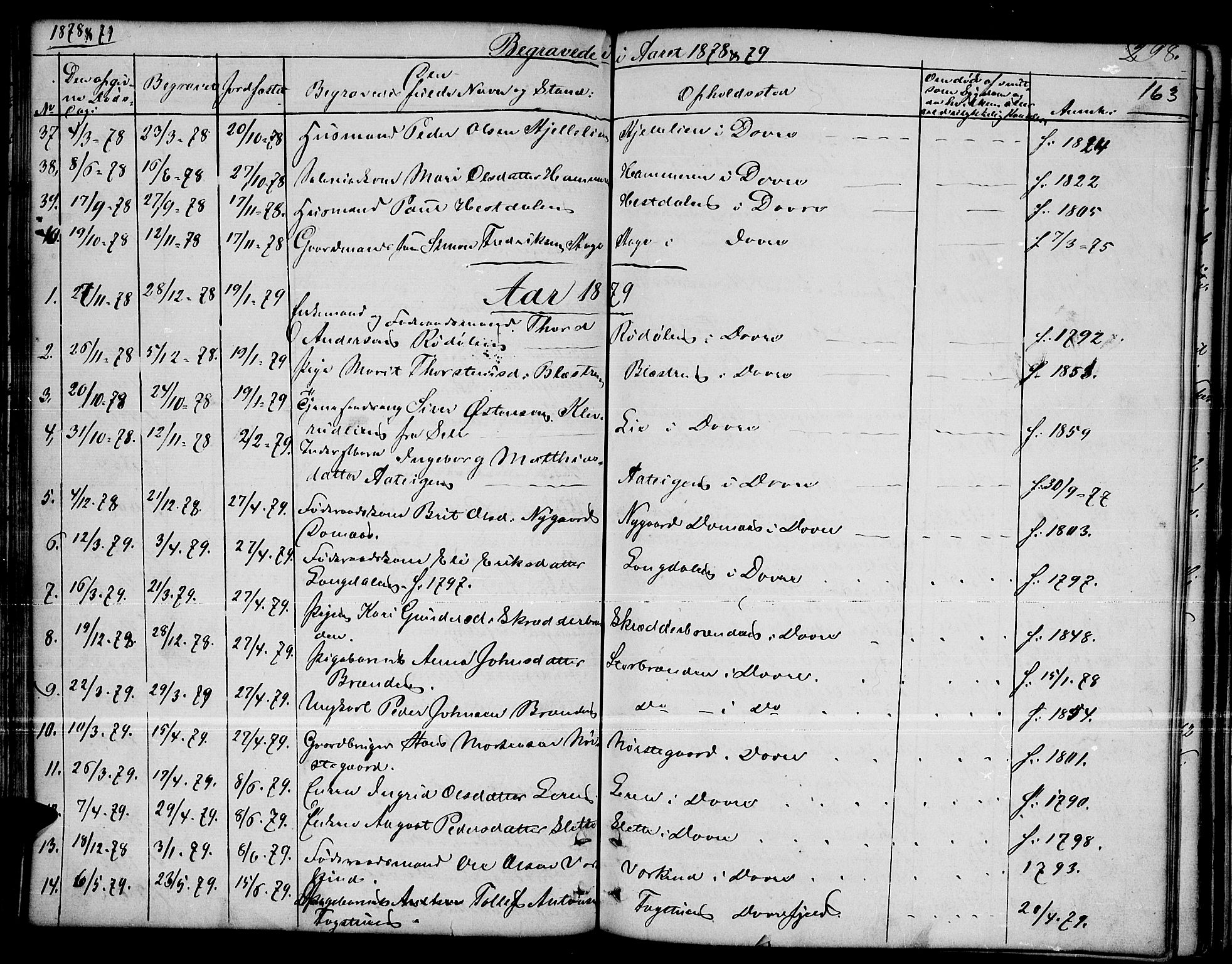 Dovre prestekontor, SAH/PREST-066/H/Ha/Hab/L0001: Parish register (copy) no. 1, 1862-1880, p. 298