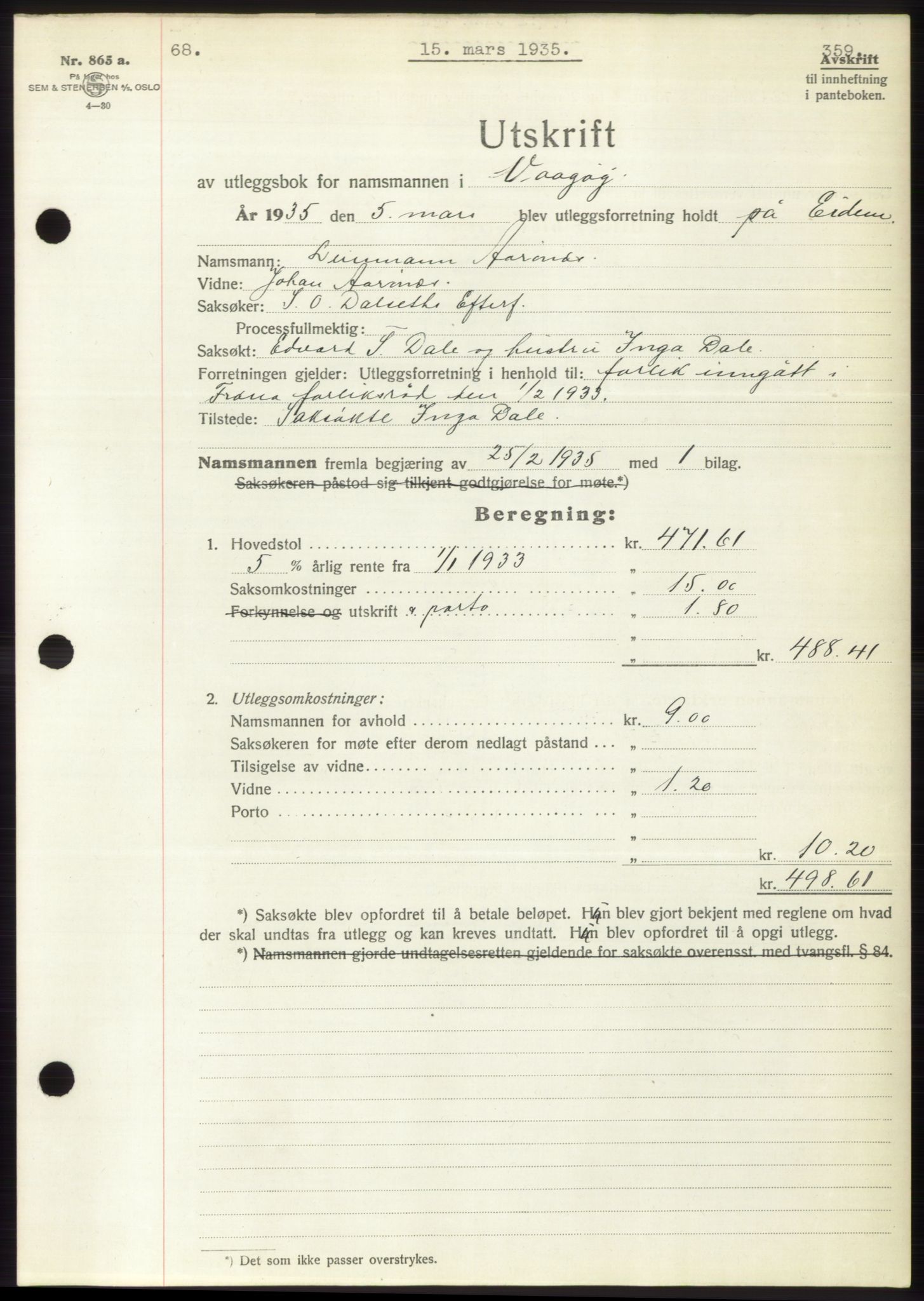 Romsdal sorenskriveri, AV/SAT-A-4149/1/2/2C/L0066: Mortgage book no. 60, 1934-1935, Deed date: 15.03.1935