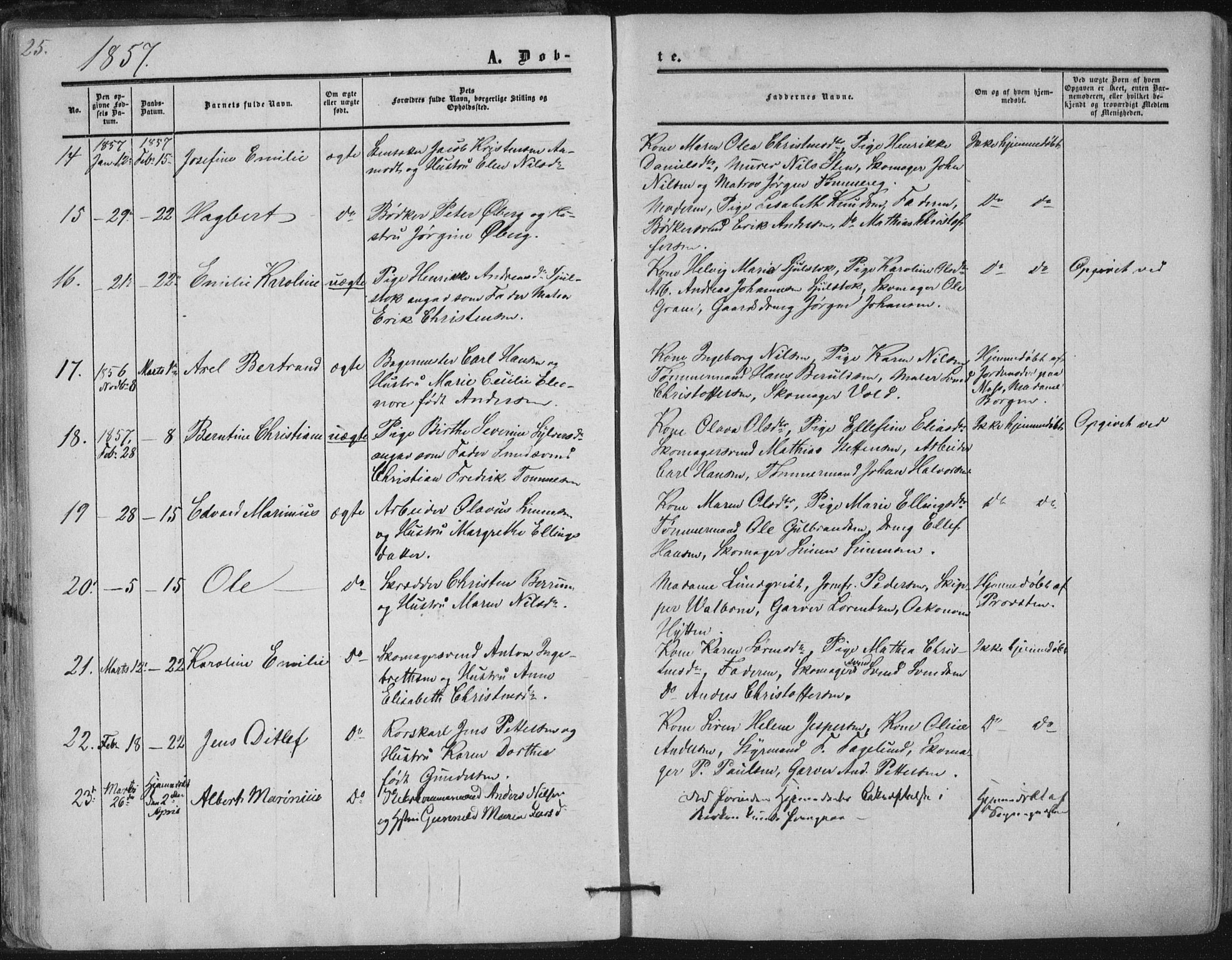 Tønsberg kirkebøker, SAKO/A-330/F/Fa/L0008: Parish register (official) no. I 8, 1855-1864, p. 25