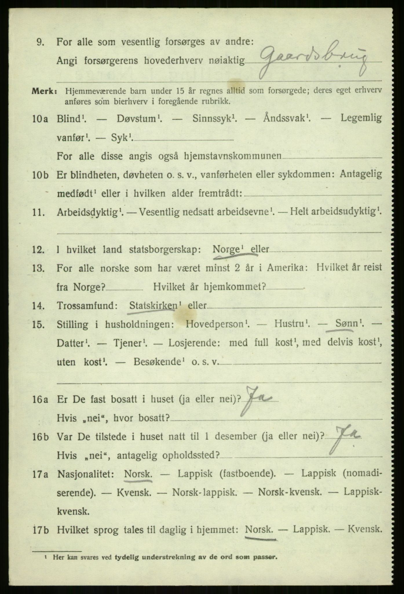SATØ, 1920 census for Balsfjord, 1920, p. 3227