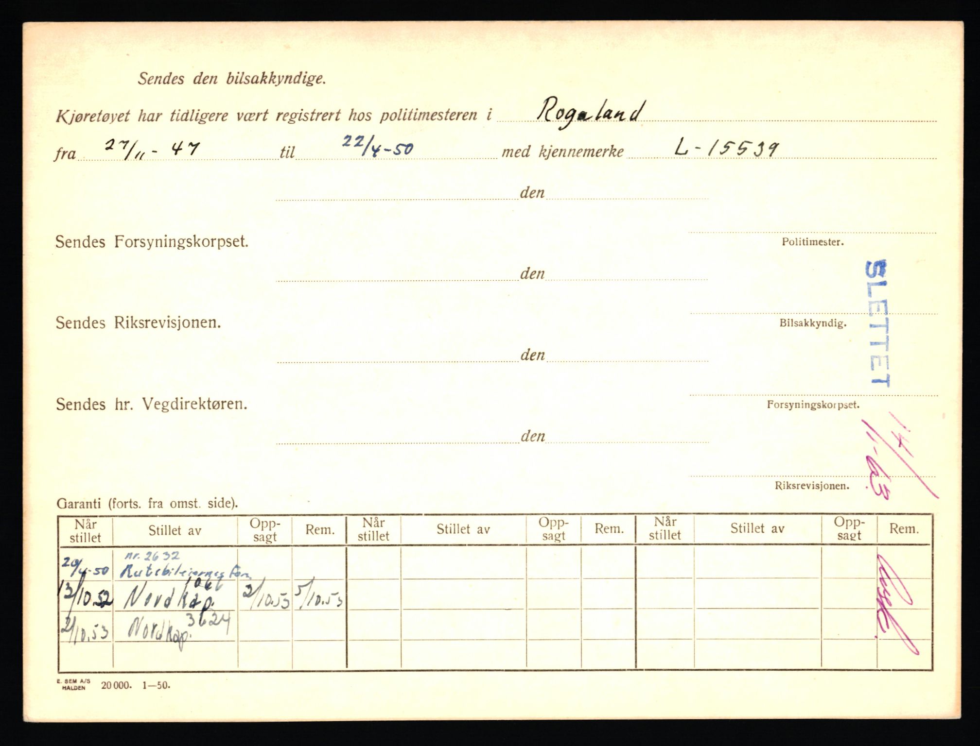 Stavanger trafikkstasjon, AV/SAST-A-101942/0/F/L0039: L-22300 - L-22799, 1930-1971, p. 322