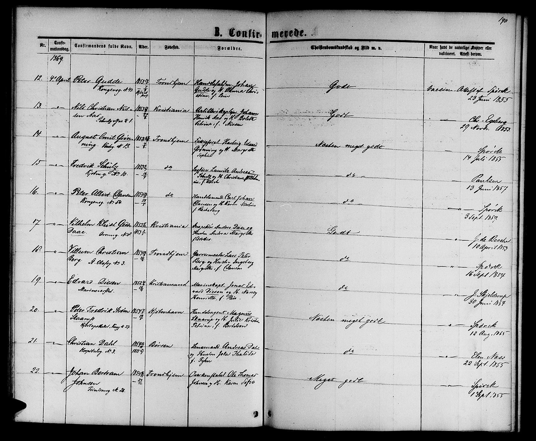 Ministerialprotokoller, klokkerbøker og fødselsregistre - Sør-Trøndelag, AV/SAT-A-1456/601/L0087: Parish register (copy) no. 601C05, 1864-1881, p. 190