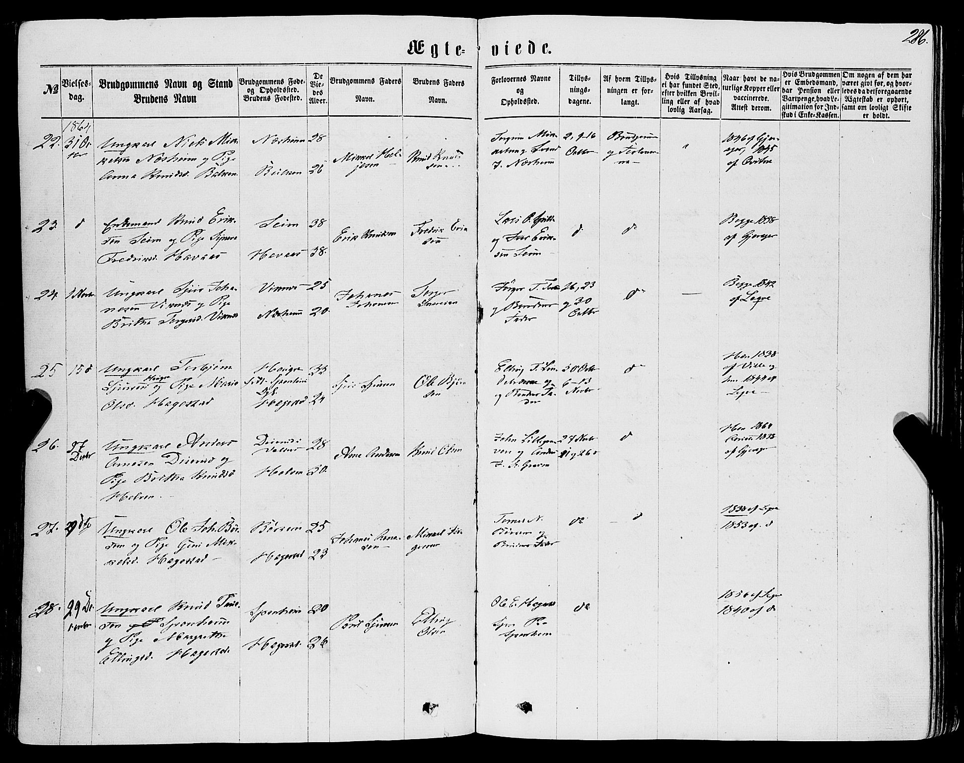 Ulvik sokneprestembete, AV/SAB-A-78801/H/Haa: Parish register (official) no. A 15, 1864-1878, p. 286